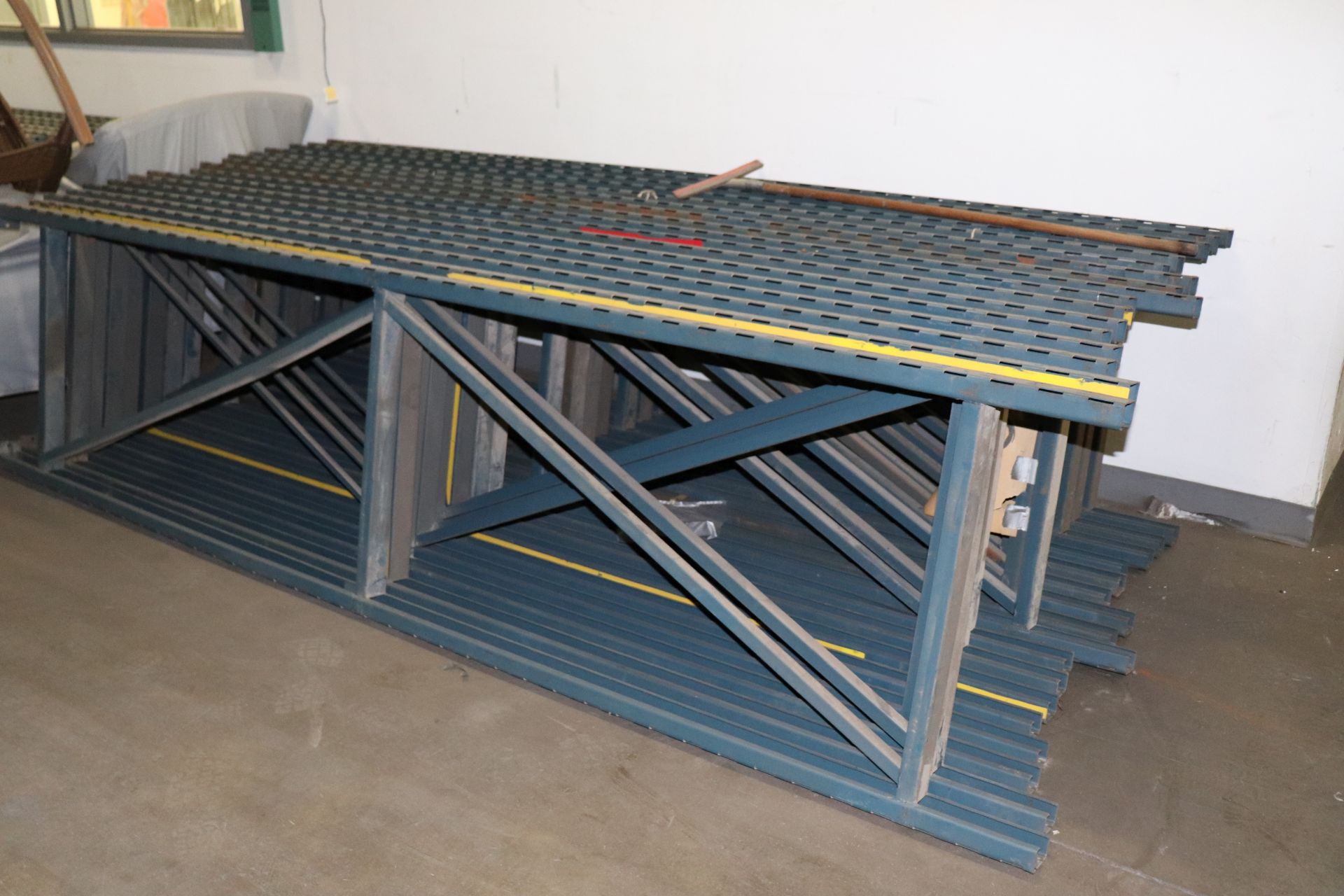 Seventeen pallet racking frames, 10' x 30"