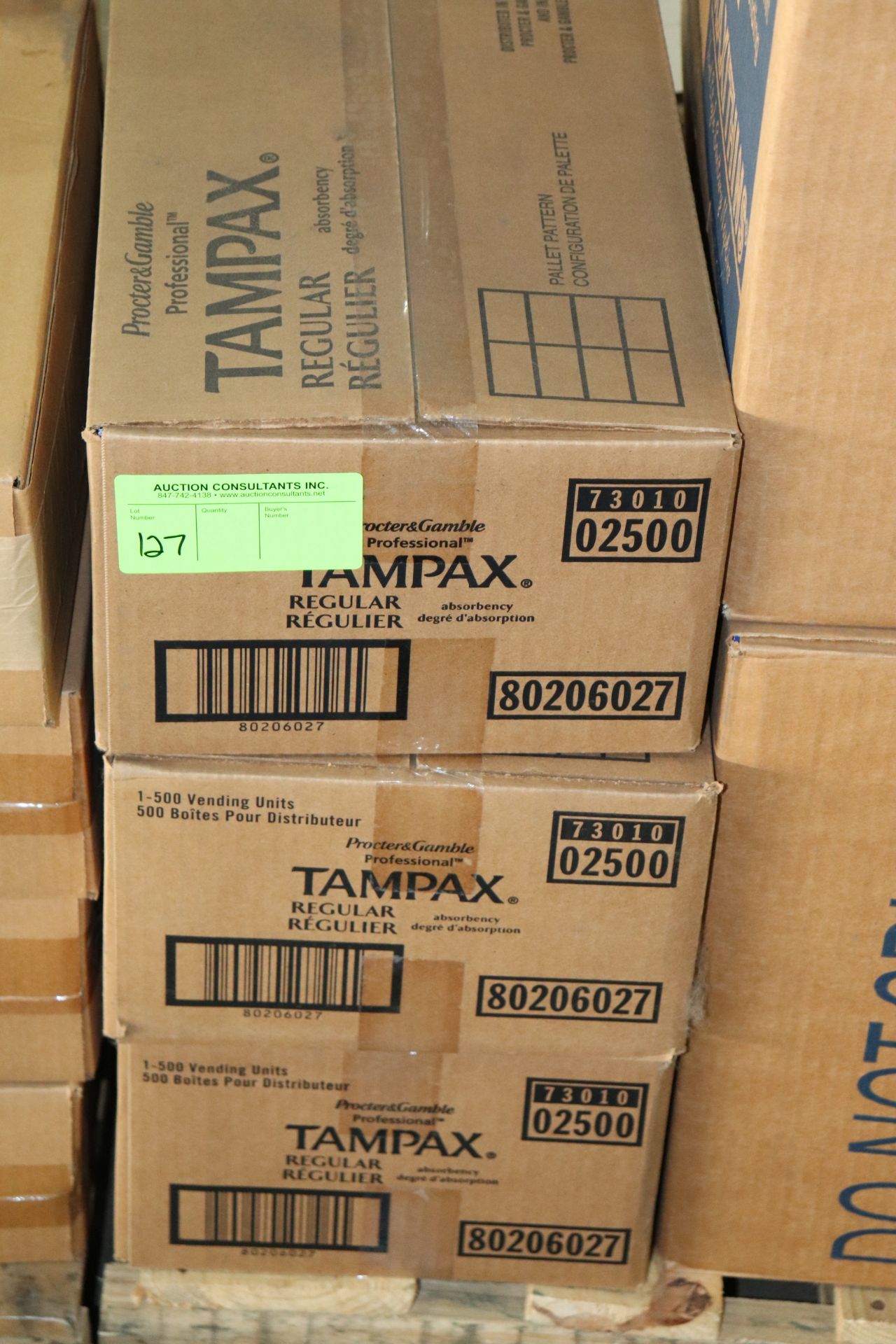 Three boxes of Tampax brand regular tampons, 500 each box