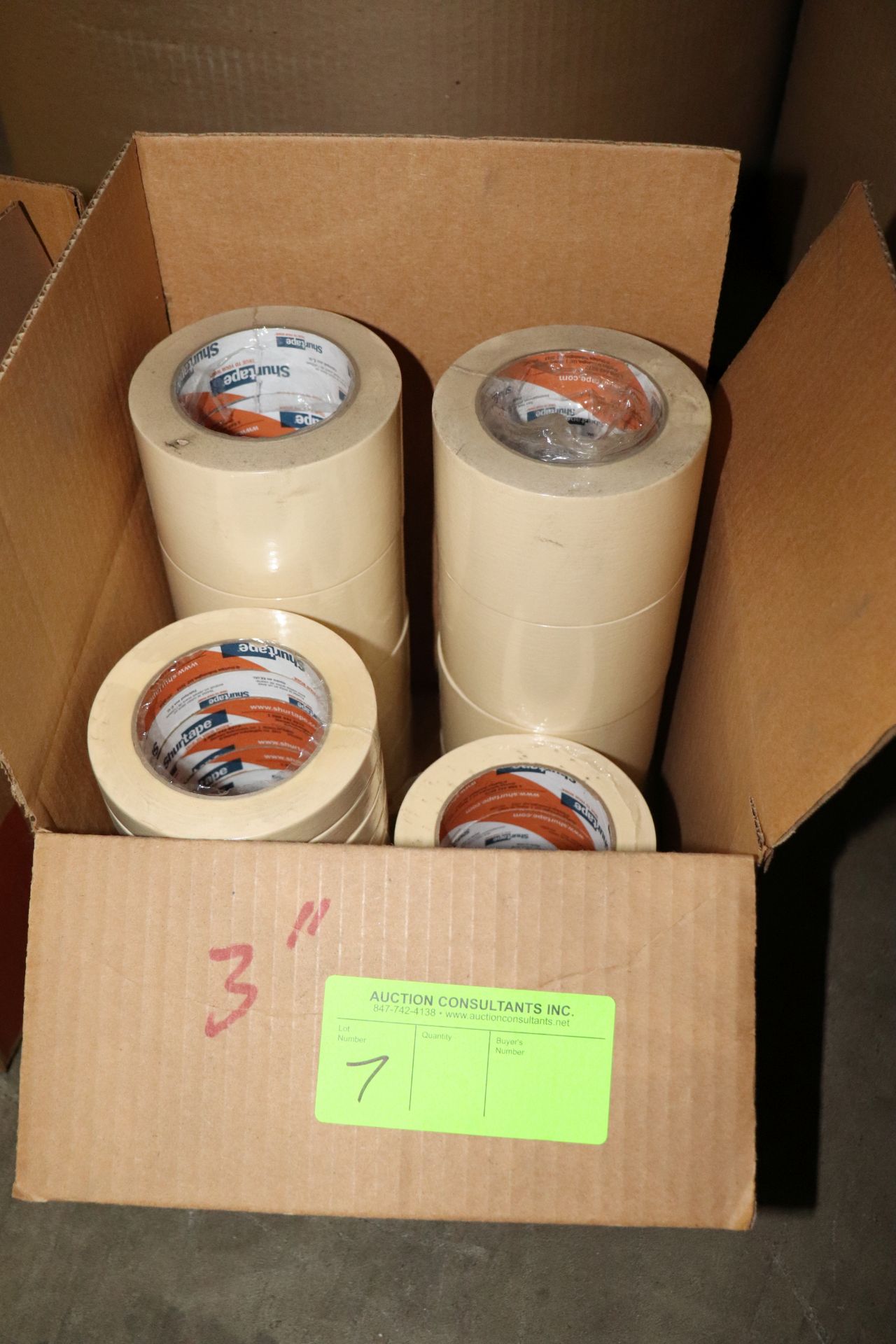 Partial box of Shurtape masking tape, 3"