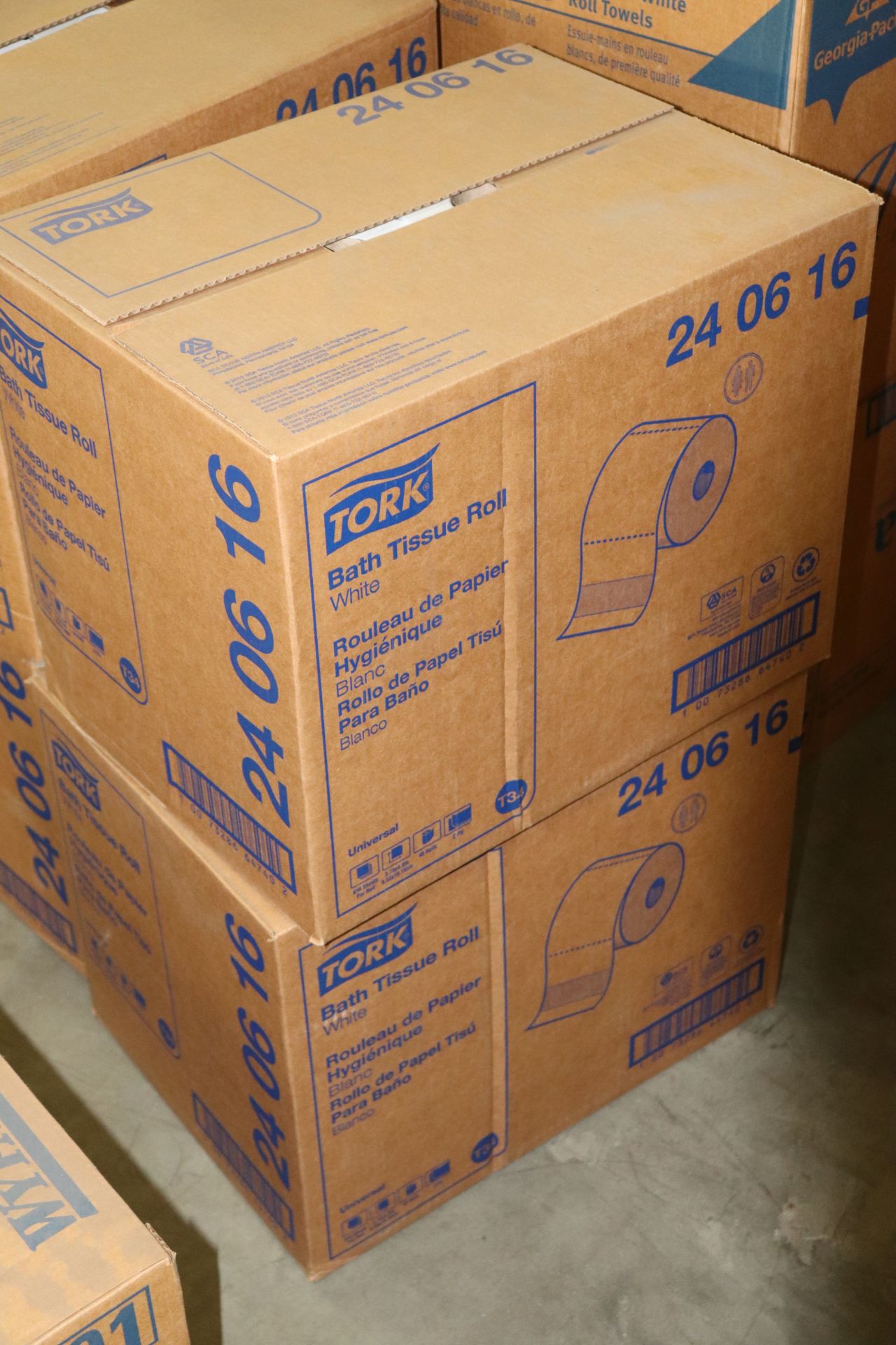 Two cartons of Tork bath tissue roll, 48 rolls per box