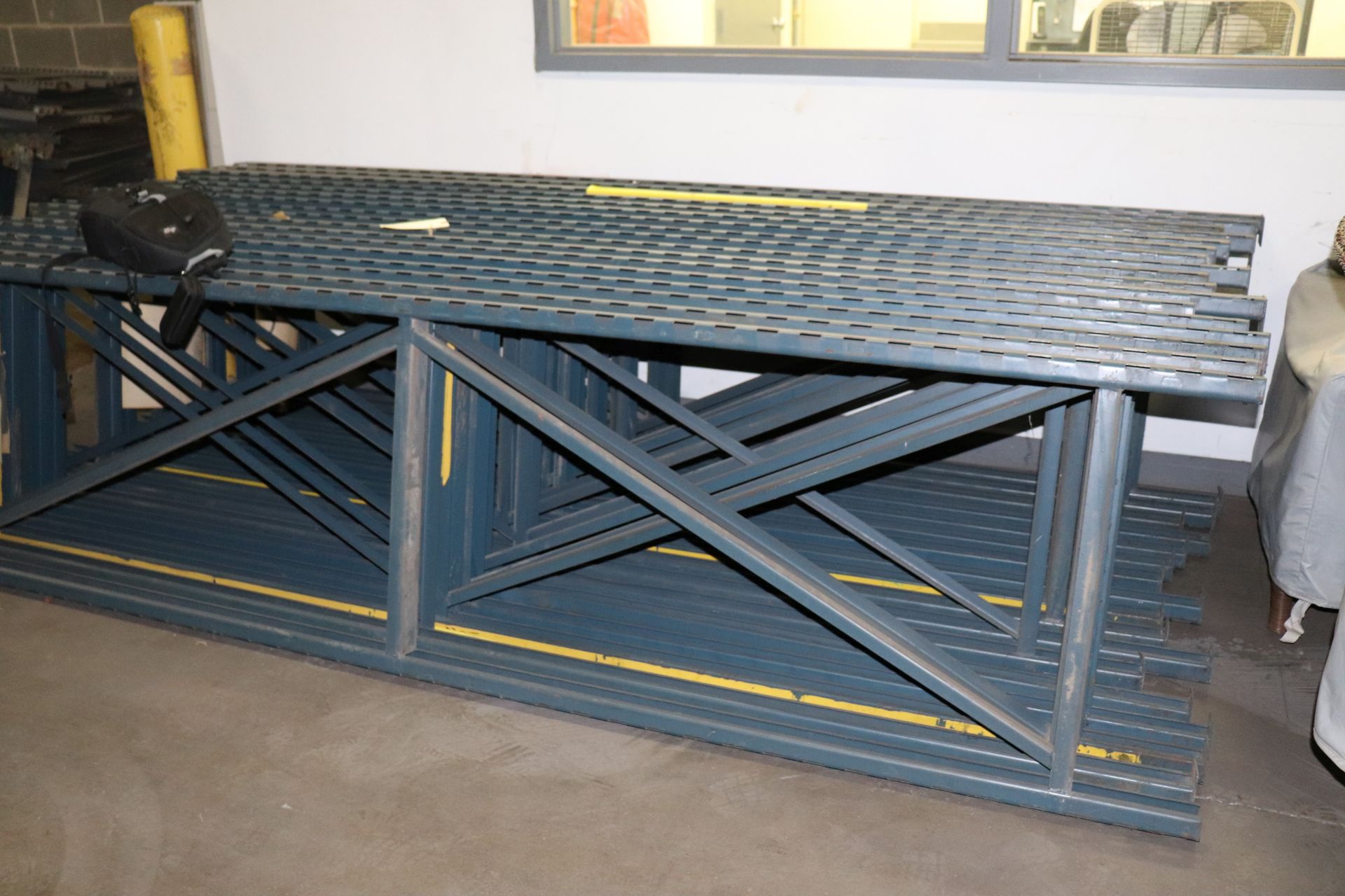 Seventeen pallet racking frames, 10' x 30"