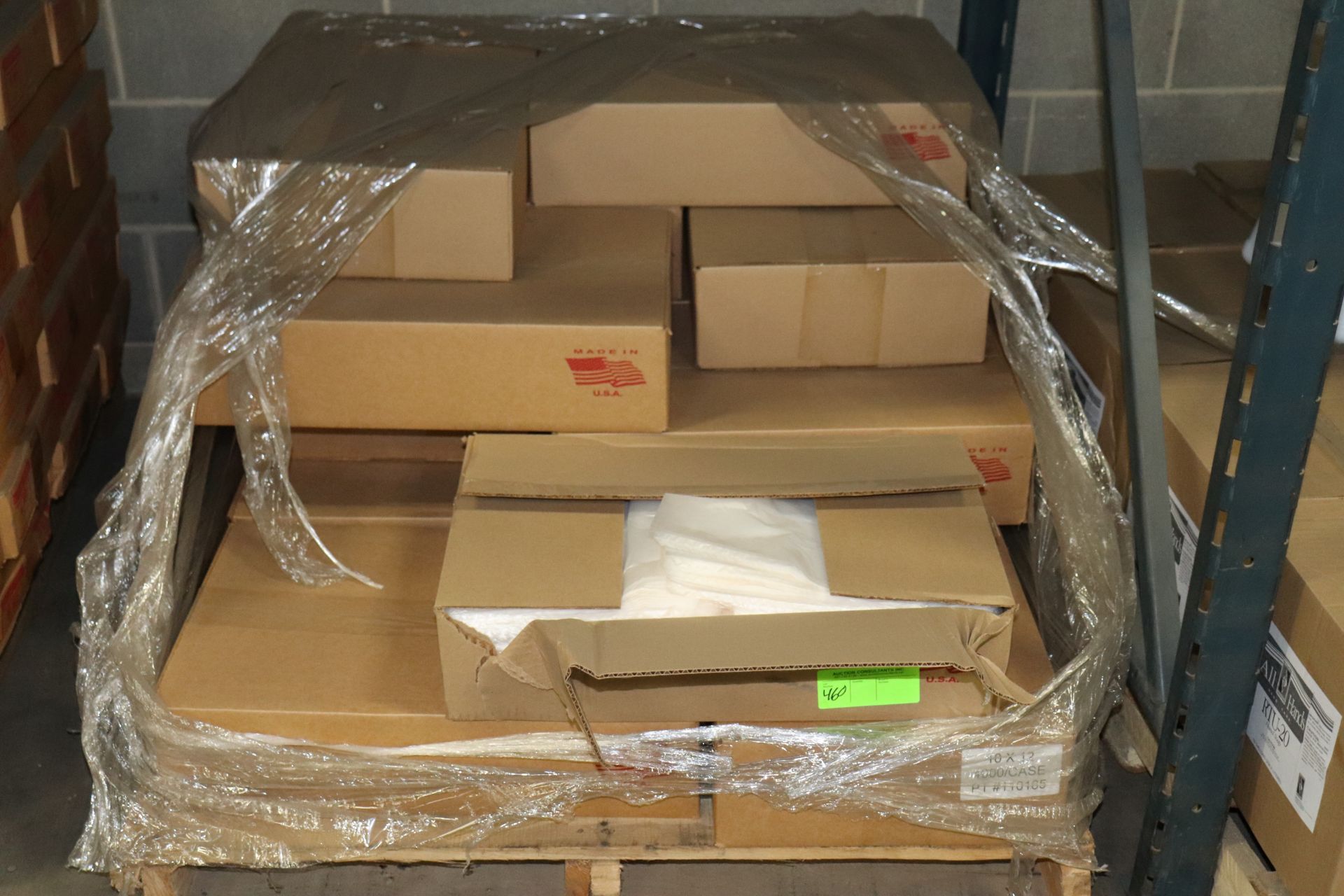 Pallet of bags, 10" x 12", 4,000 per case, approximately 11 boxes