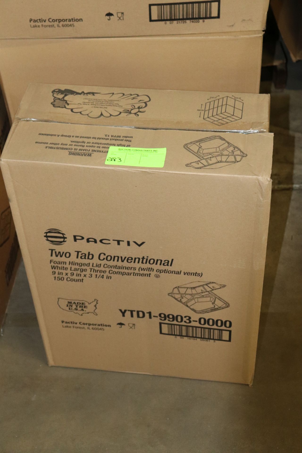 One box of Pactiv two-tab conventional foam hinge containers with optional vents - Image 2 of 2