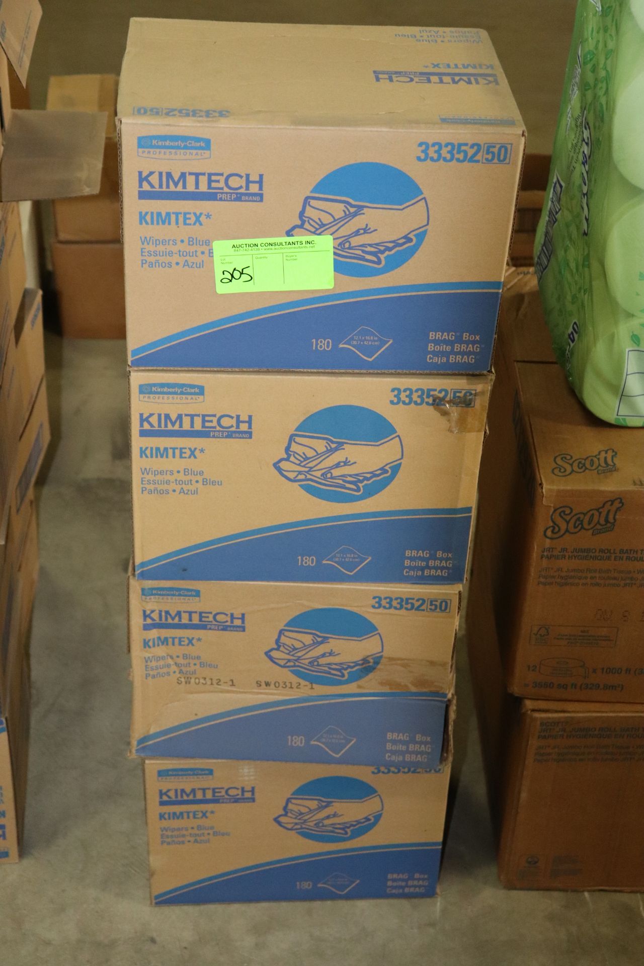 Four boxes of Kimberly Clark Kimtech wipers, 180 each, blue