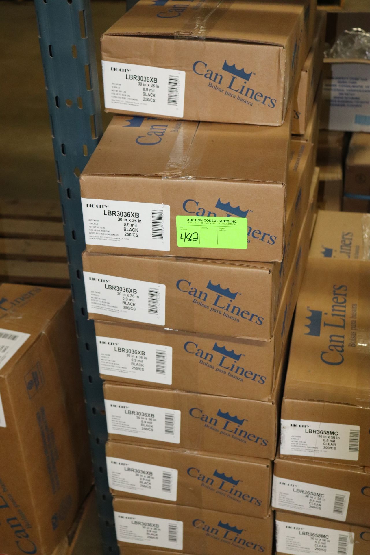 Fifteen boxes of can liners, 30" x 36", .9 mil, black, 250 per case