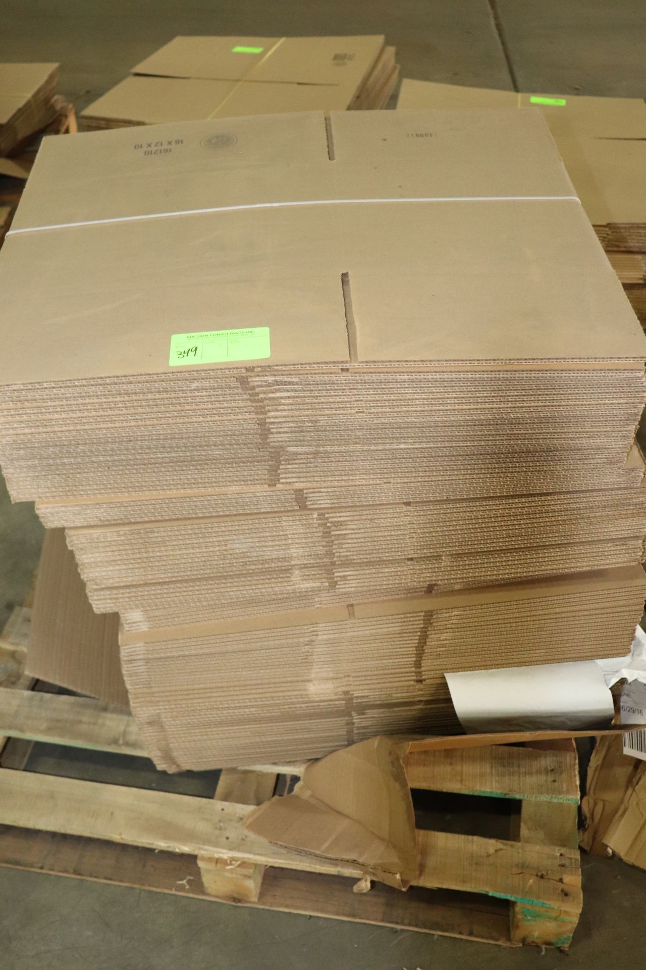 Pallet of boxes, 16" x 12" x 10"