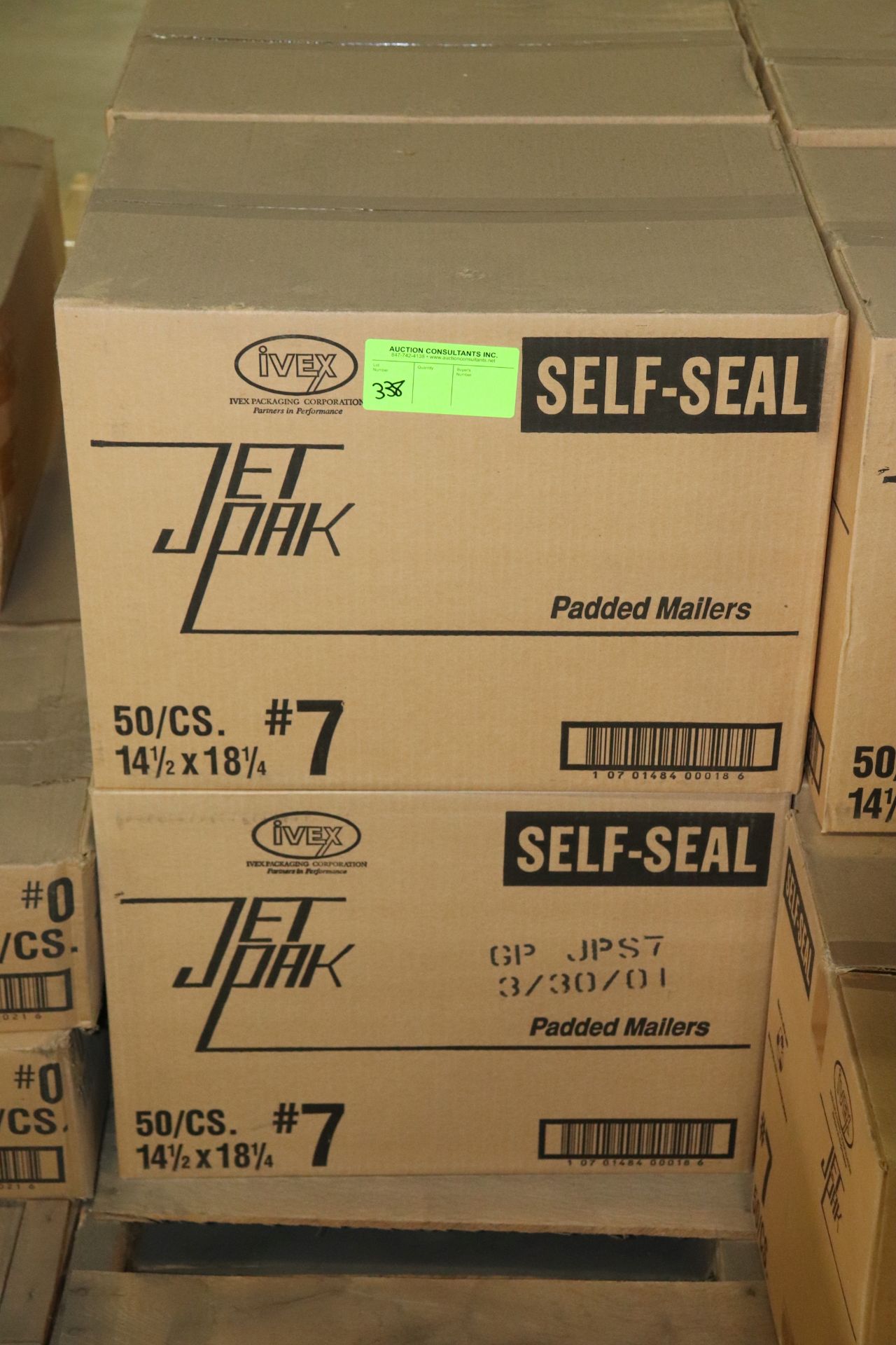 Four boxes of Jet Pack self seal padded mailers, 14-1/2" x 18-1/4", 50 per box