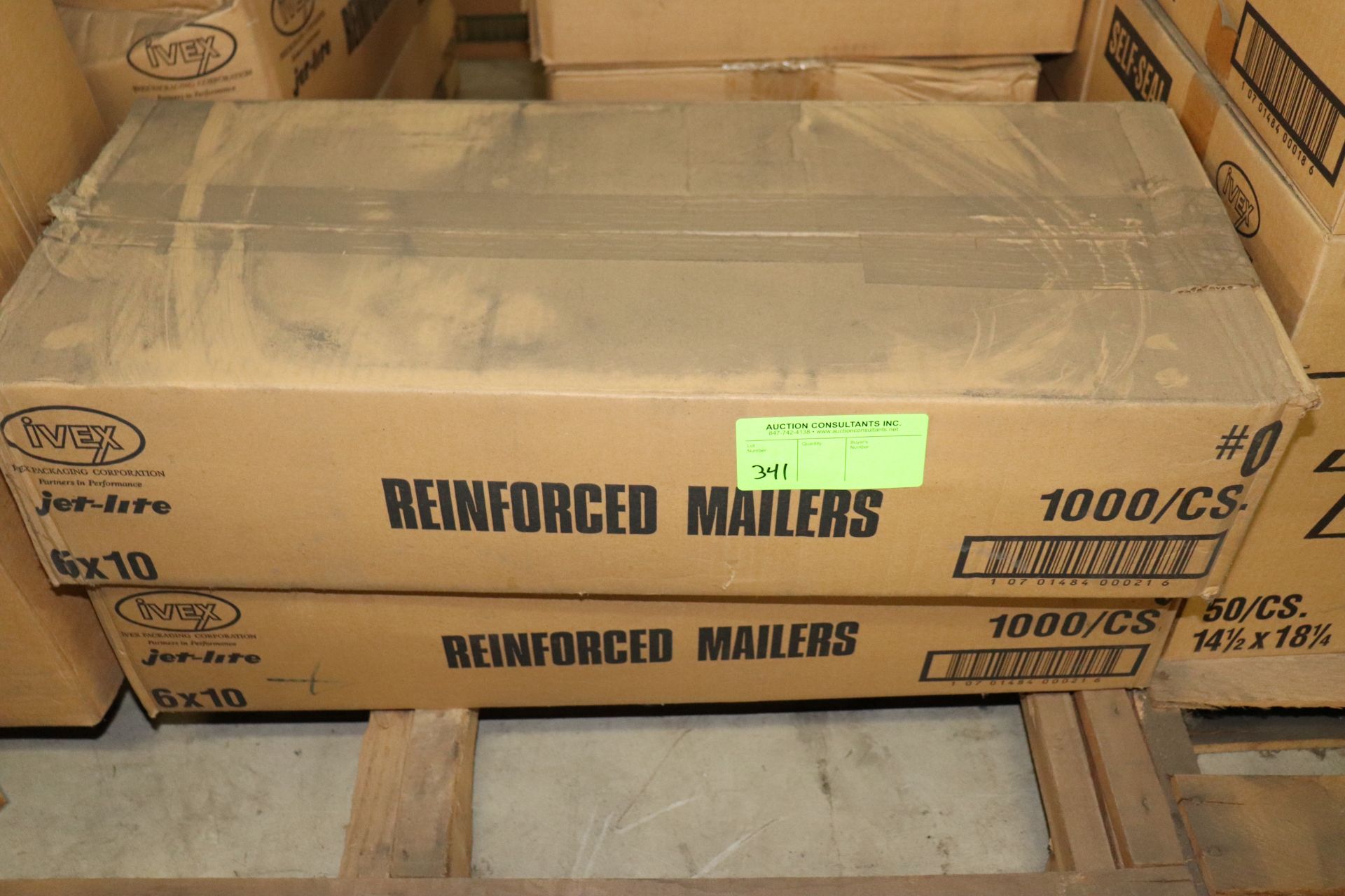 Two boxes of reinforced mailers, 6" x 10", 1000 per case