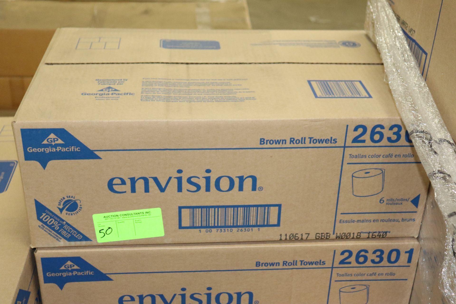 One case of Envision brown rolls towels