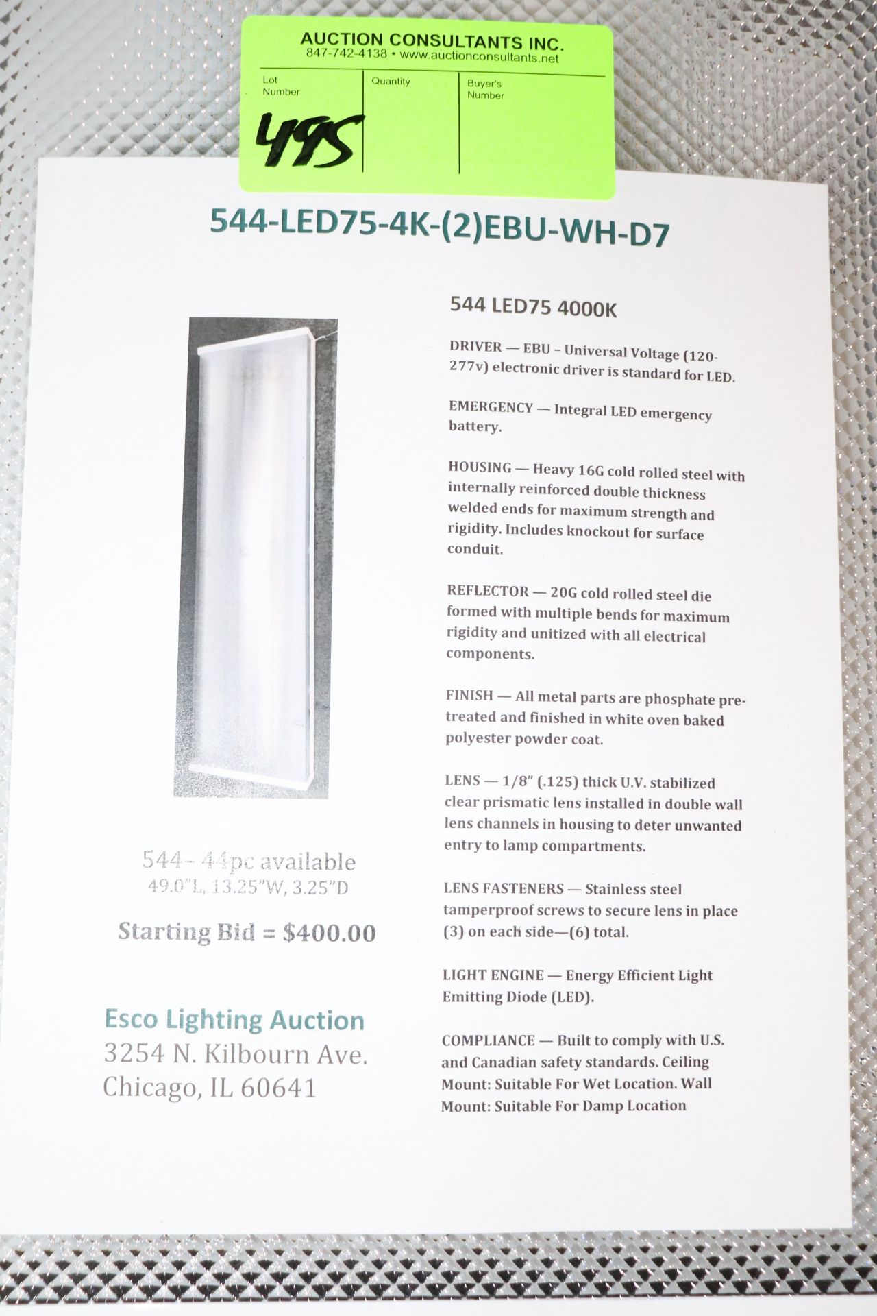 544-LED75-4K-(2)EBU-WH-D7 light fixture, 44 pieces available - Image 2 of 2