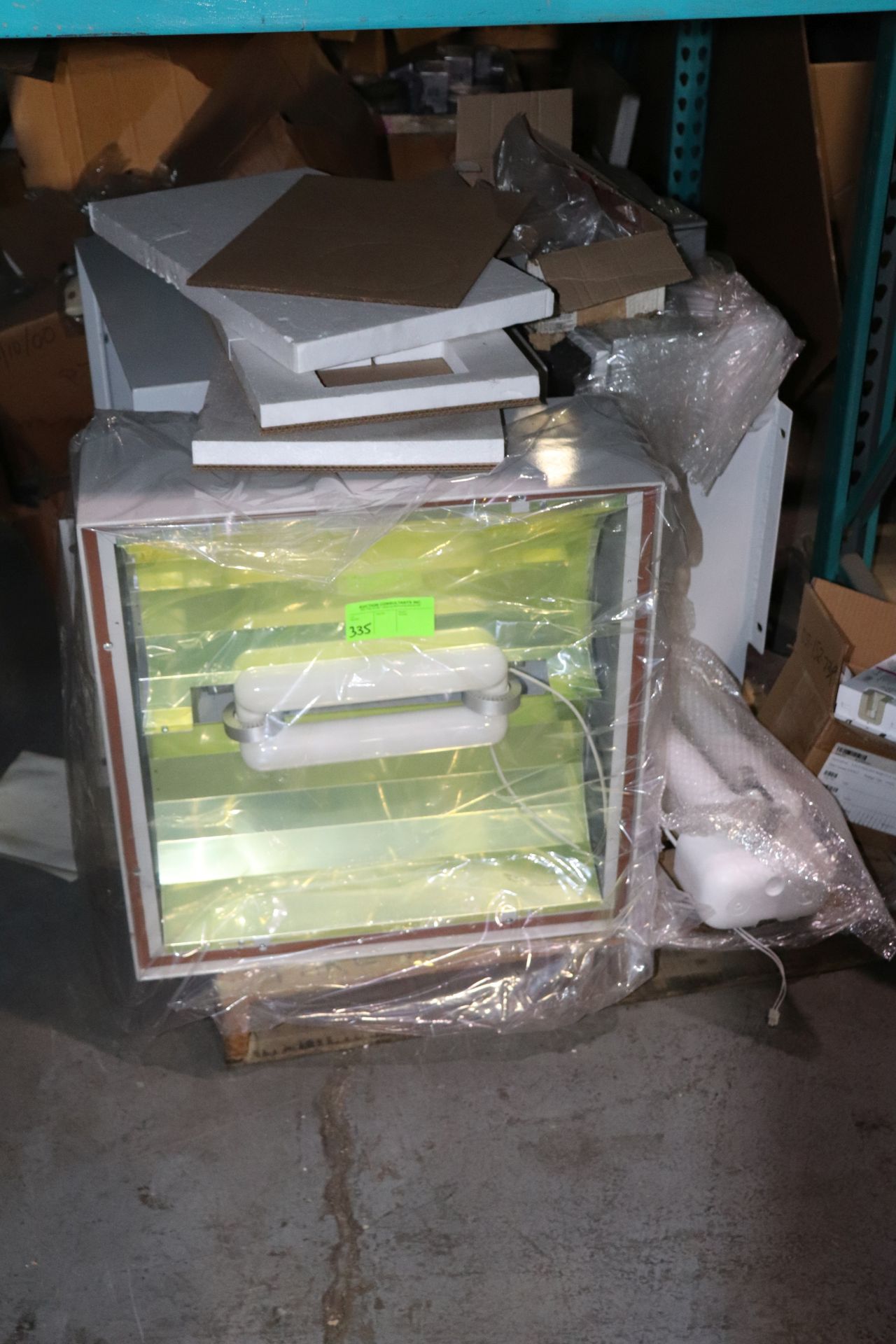 Pallet of three boxes of light boxes, light bulbs and ballasts