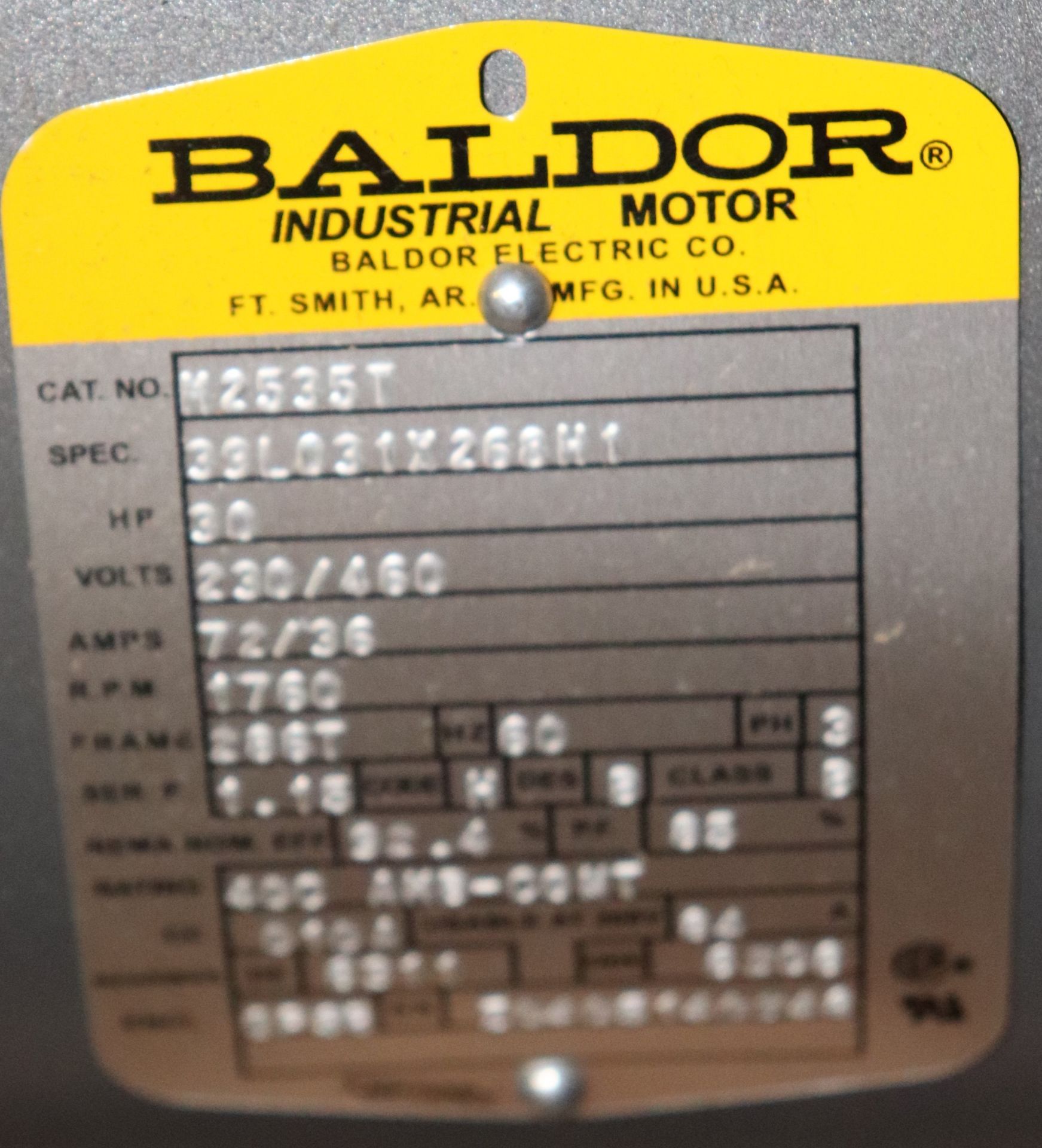 Baldor industrial motor, 30hp - Image 2 of 3