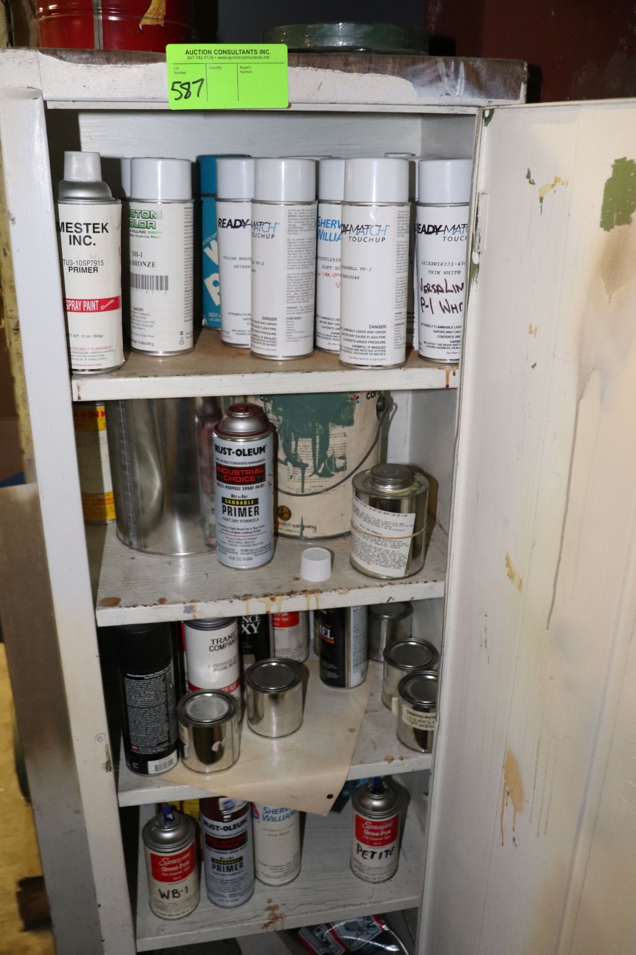 Paint cabinet with contents