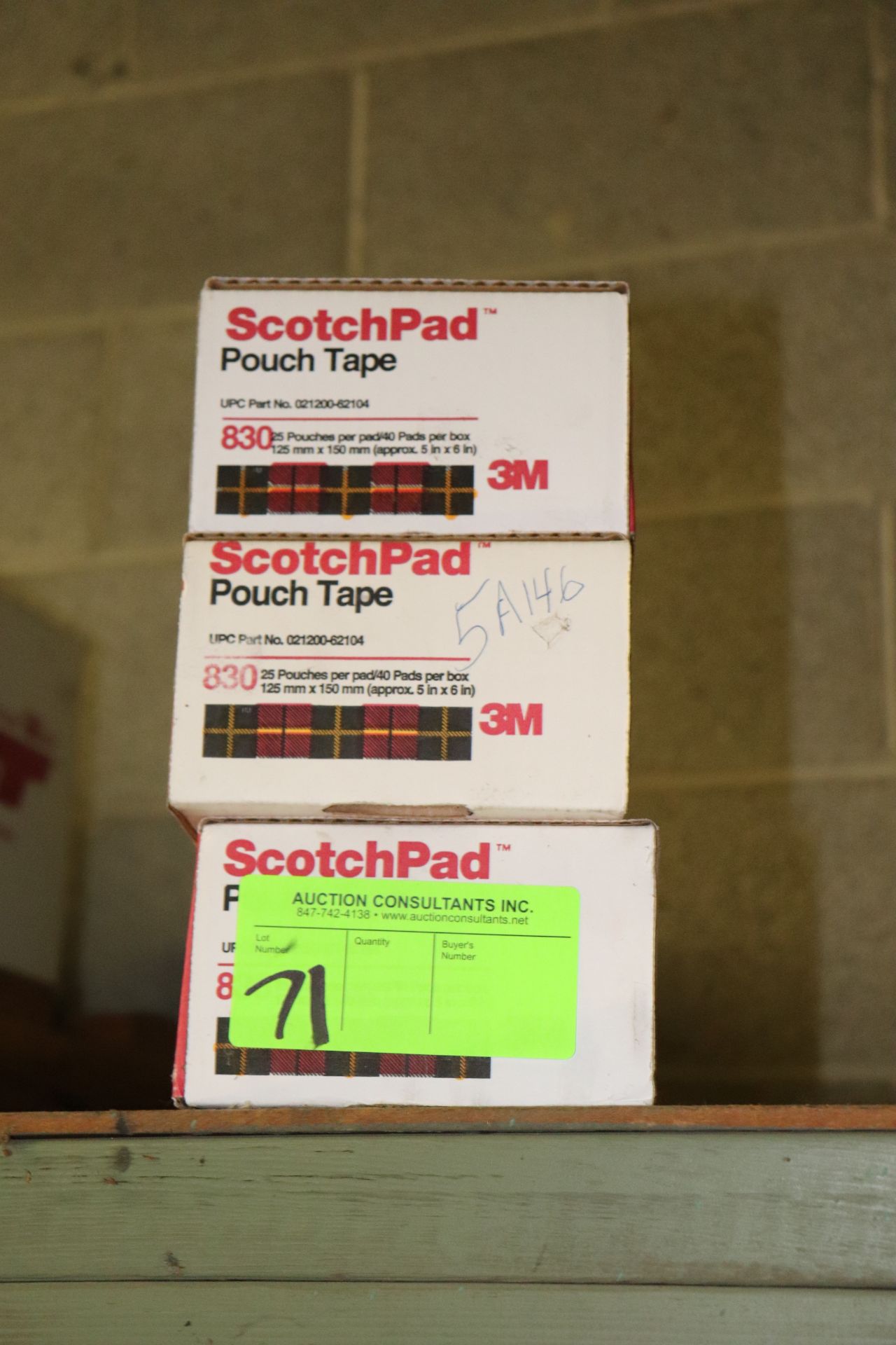 Three boxes of Scotch pad pouch tape, 25 pouches per pad, 40 pads per box