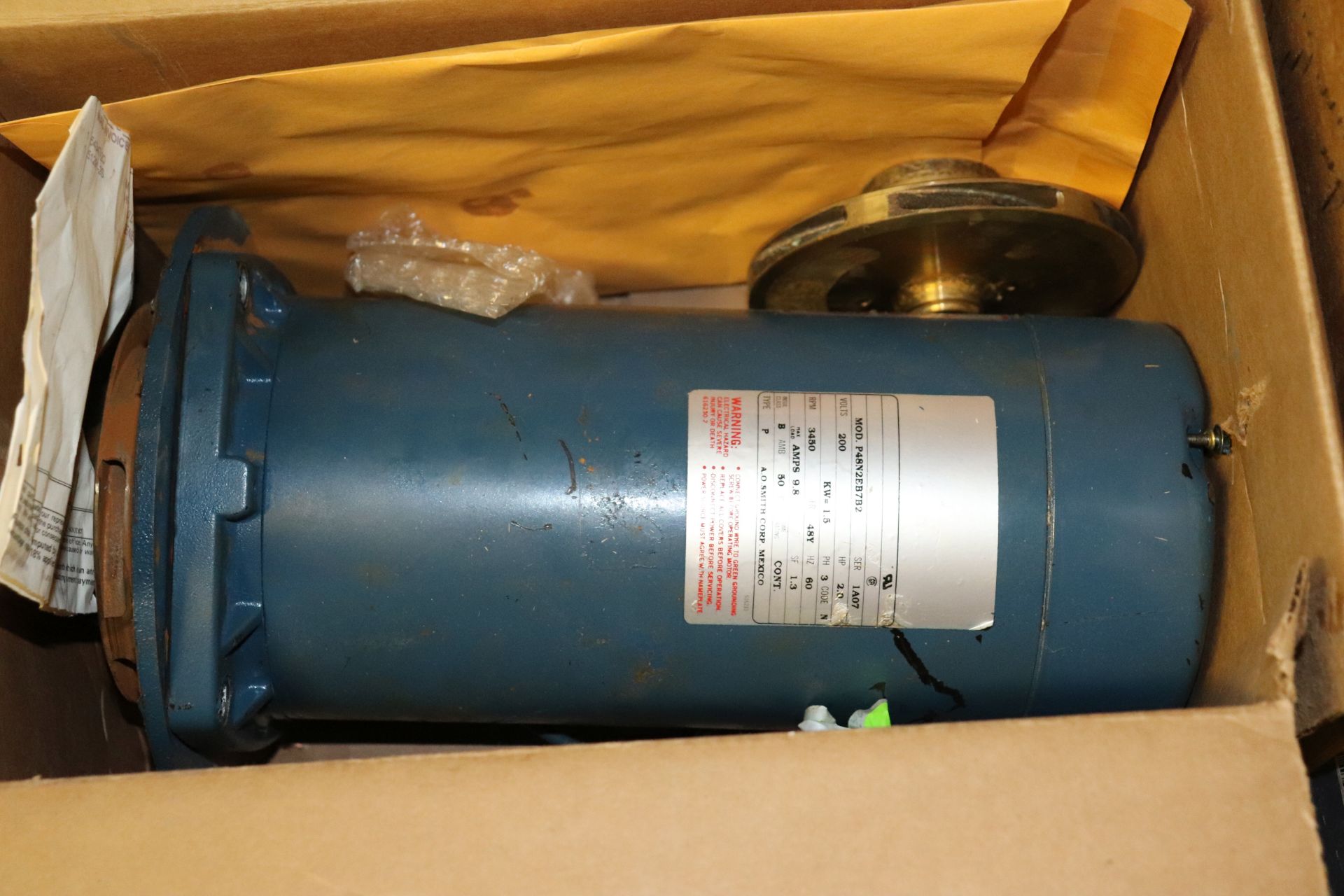 A.O. Smith Corporation motor, 2hp, as is