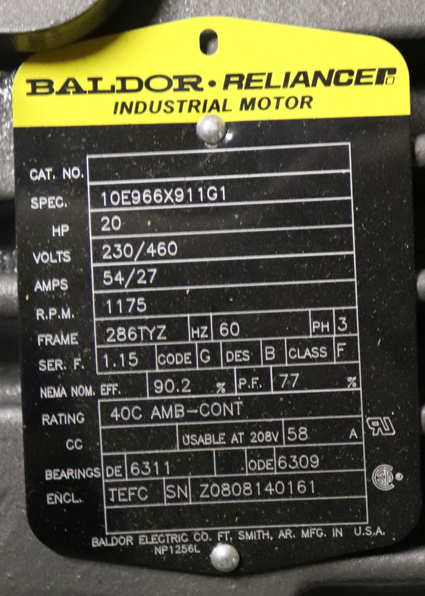 Baldor industrial motor, 20hp, new, model A889D - Image 3 of 3