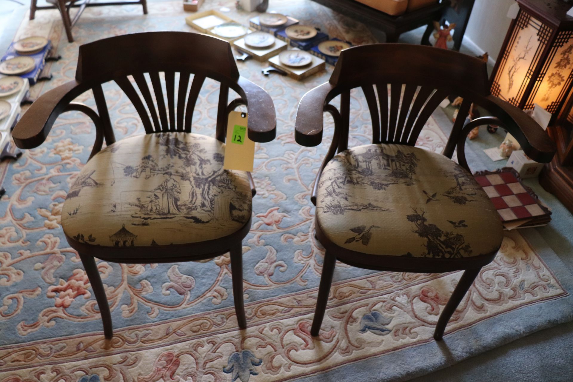 Pair of Chinese upholstered armchairs