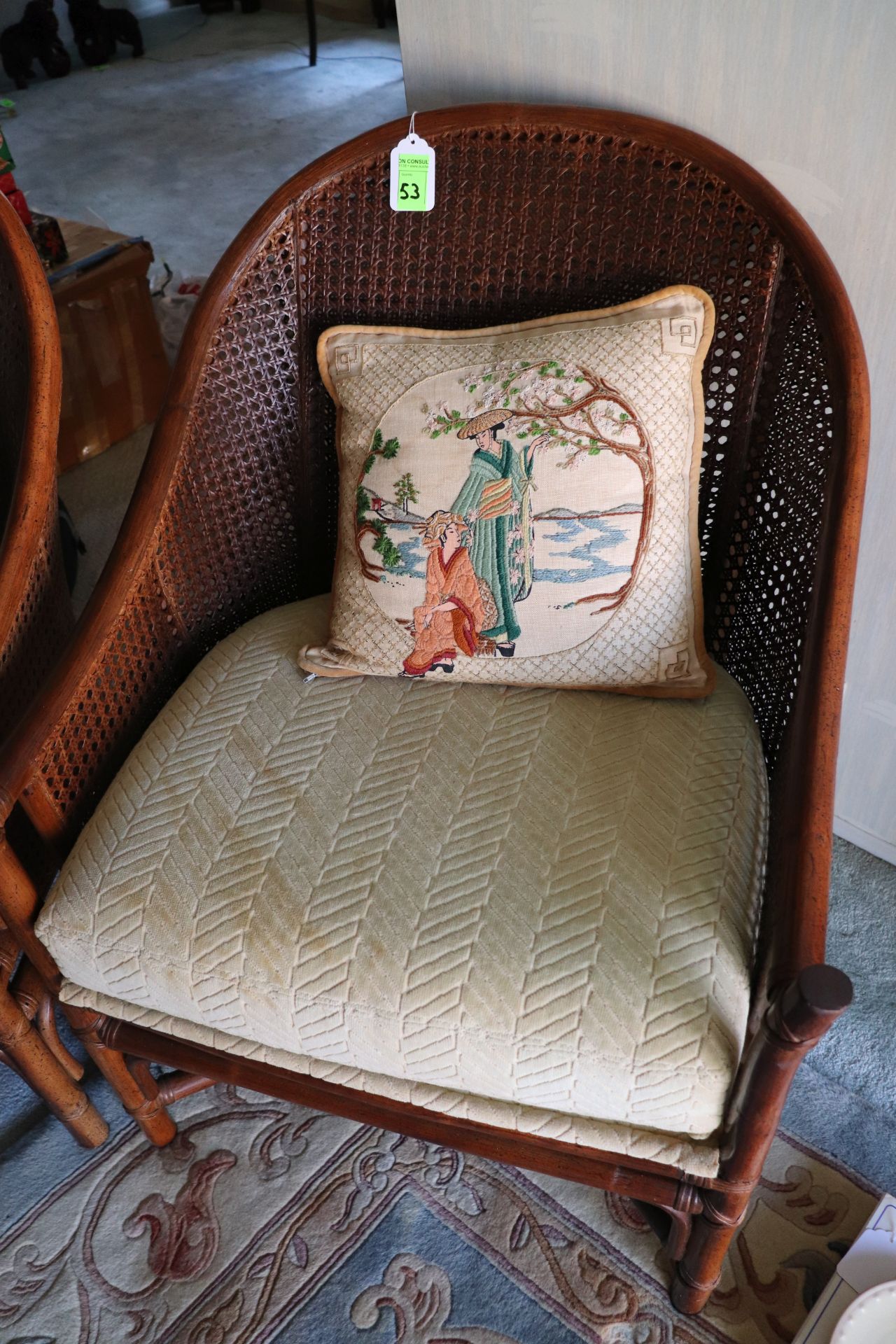 Two wicker back armchairs - Image 2 of 2