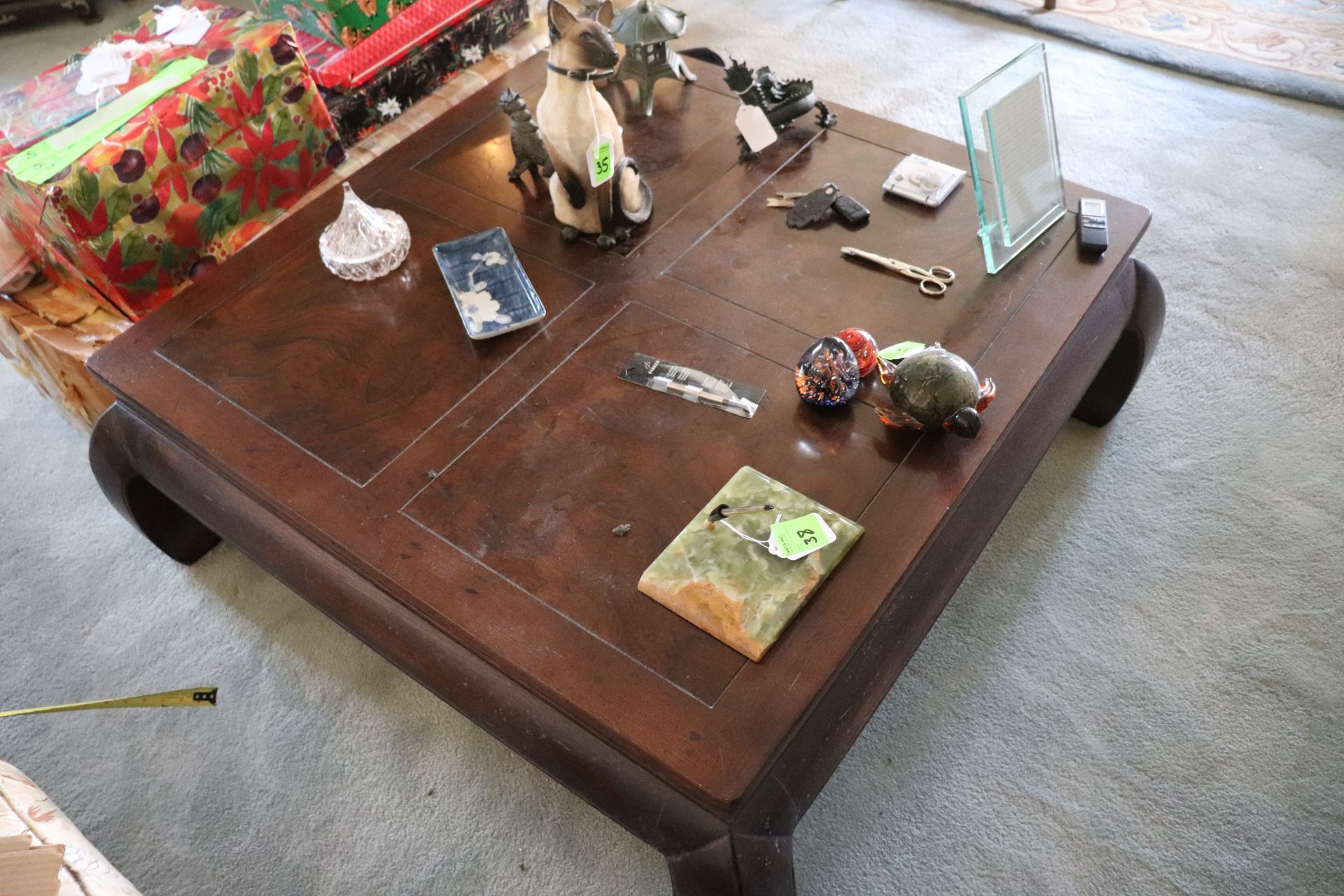 Oriental style coffee table with bowed legs, 42" x 42" - Image 2 of 2