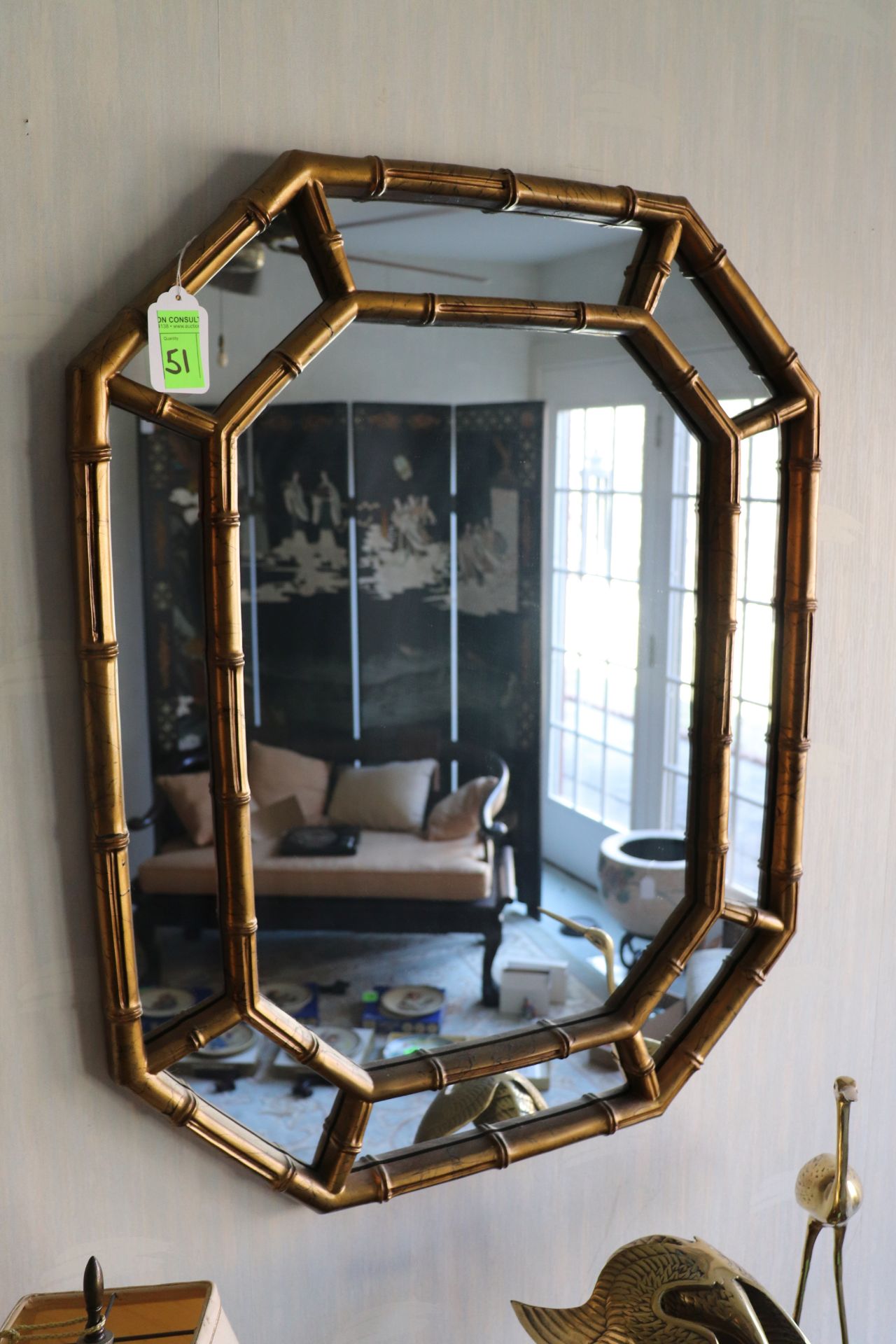 Oriental bamboo style mirror, 24" x 32"