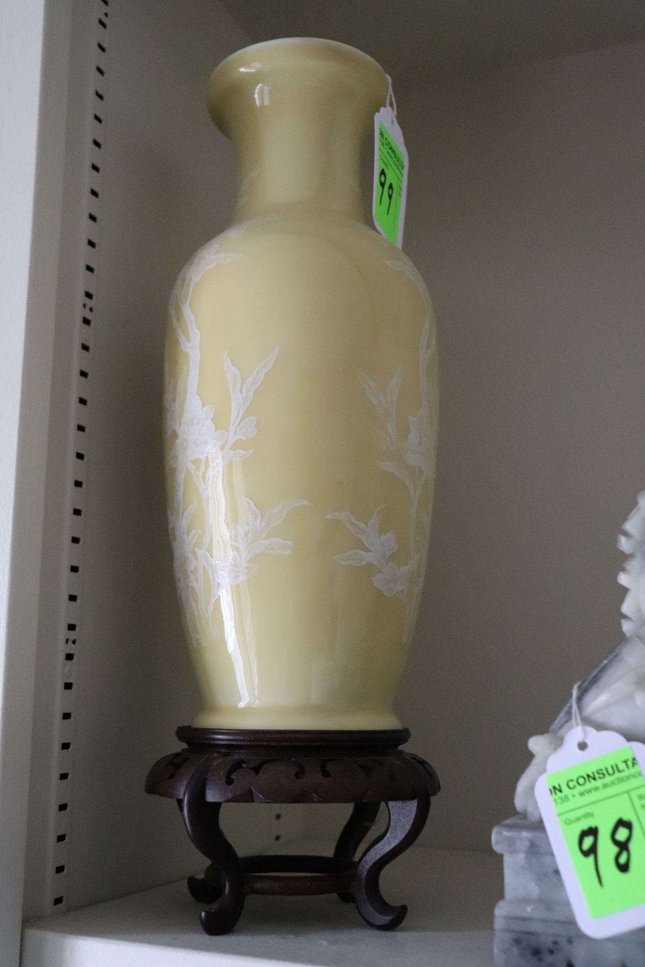 Chinese vase, height 12" on stand