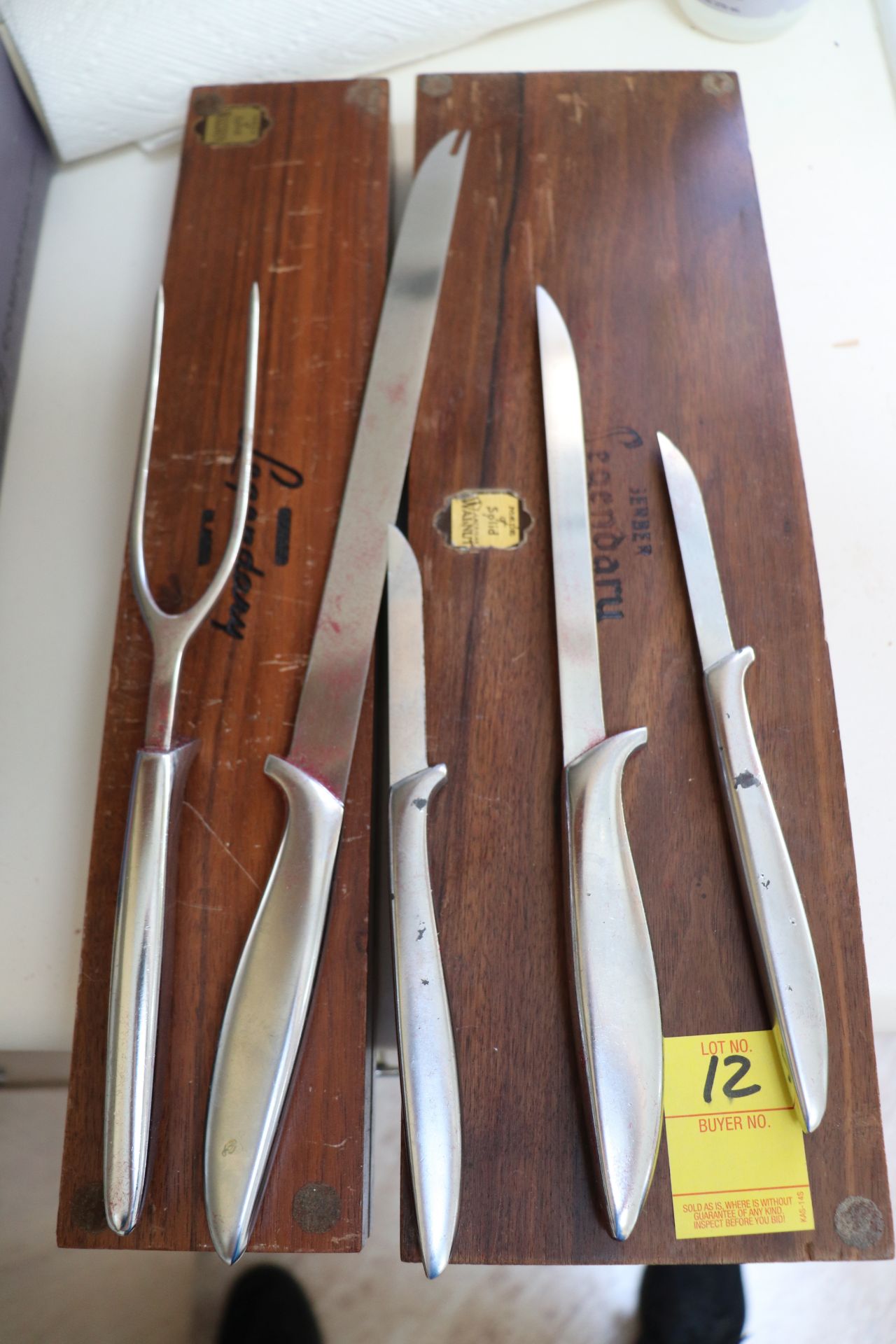 Gerber Snickersnee vintage carving set with walnut boxes