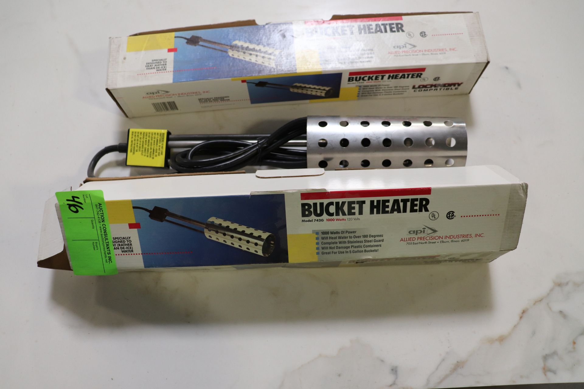 Two Lockndry compatible bucket heaters, model 742G, 1000-watt