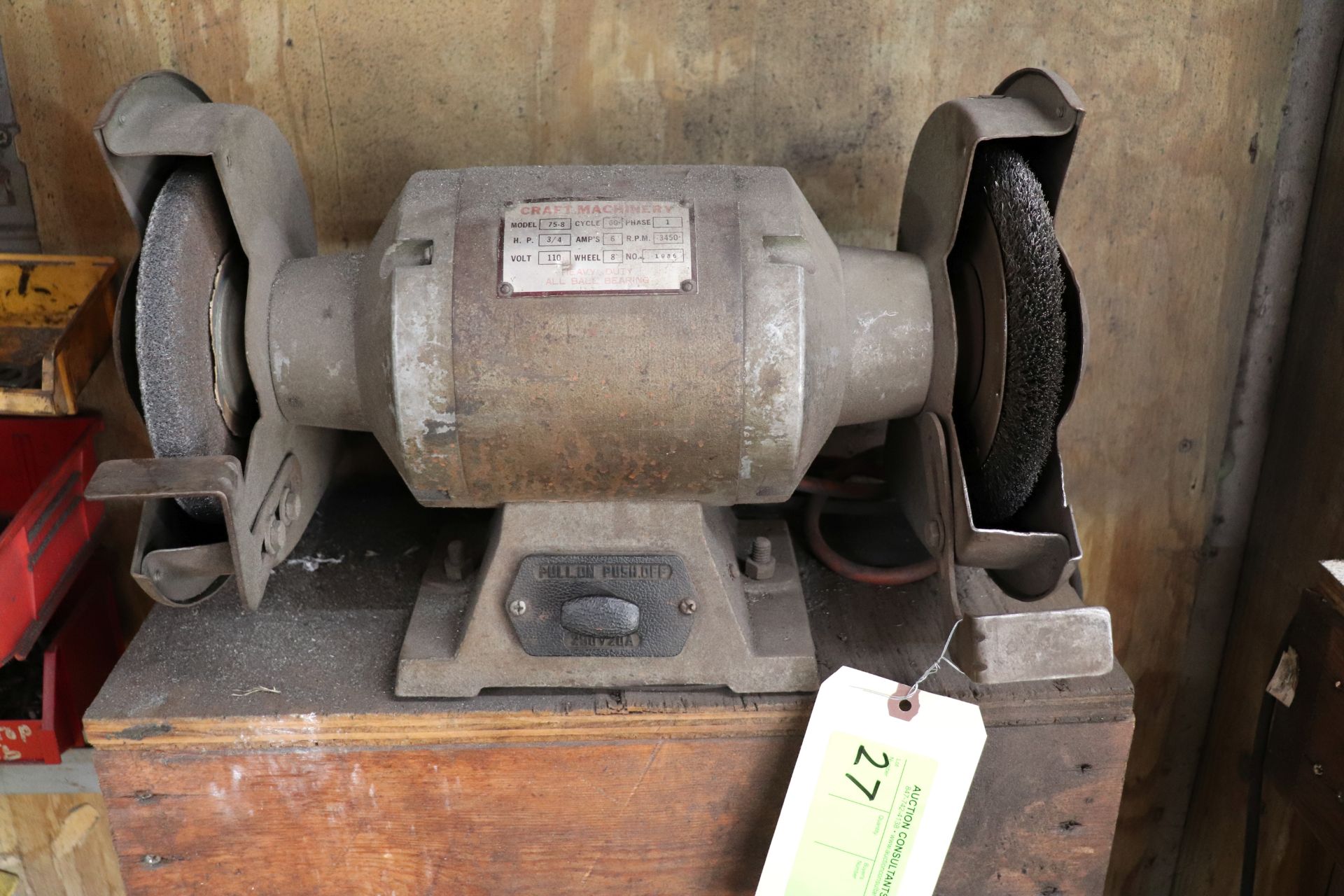 Craft Machinery model 75-8 buffer grinder, electric