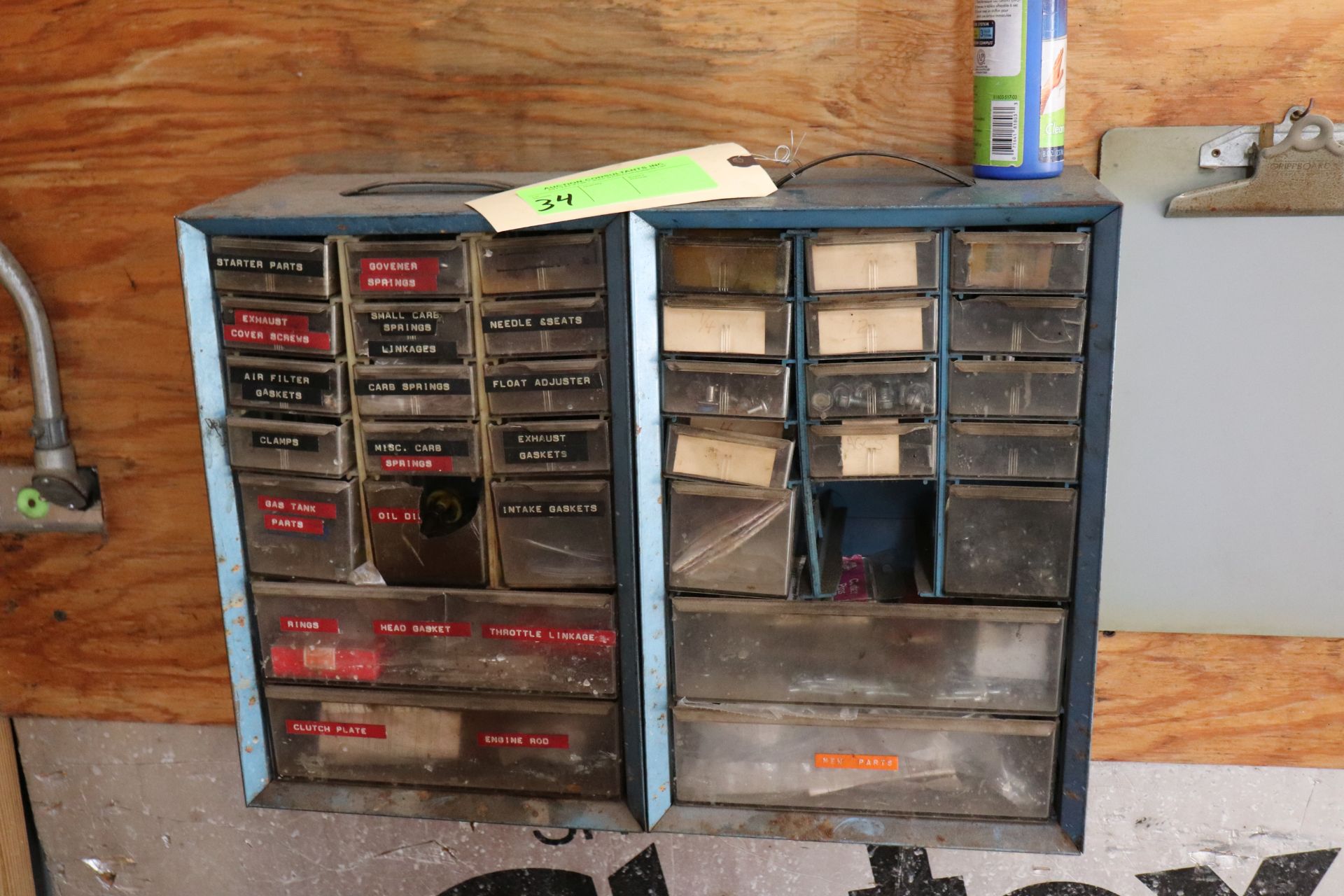 Parts bin with contents