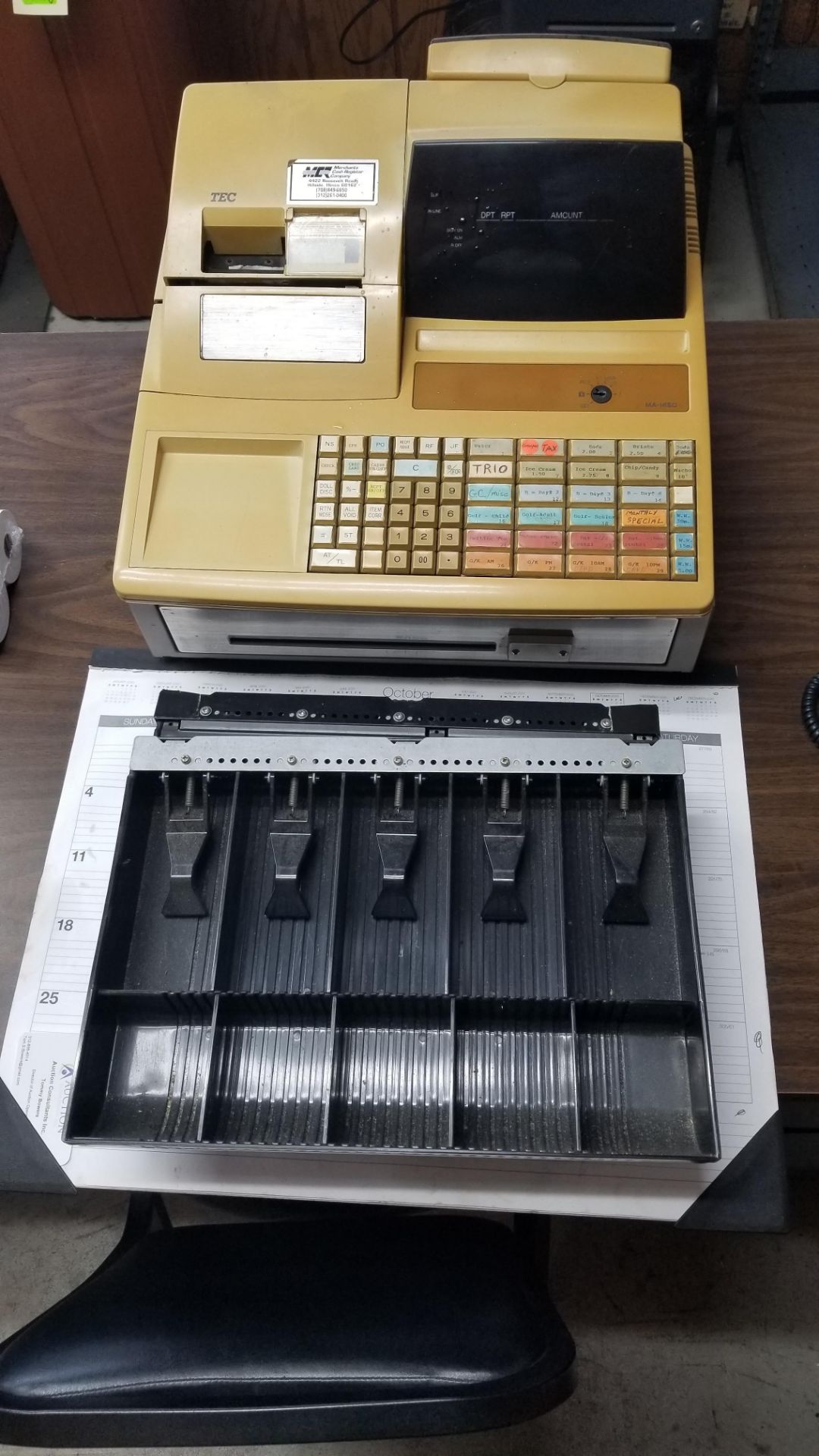 TEC Cash Register MA-1450-1 includes manual