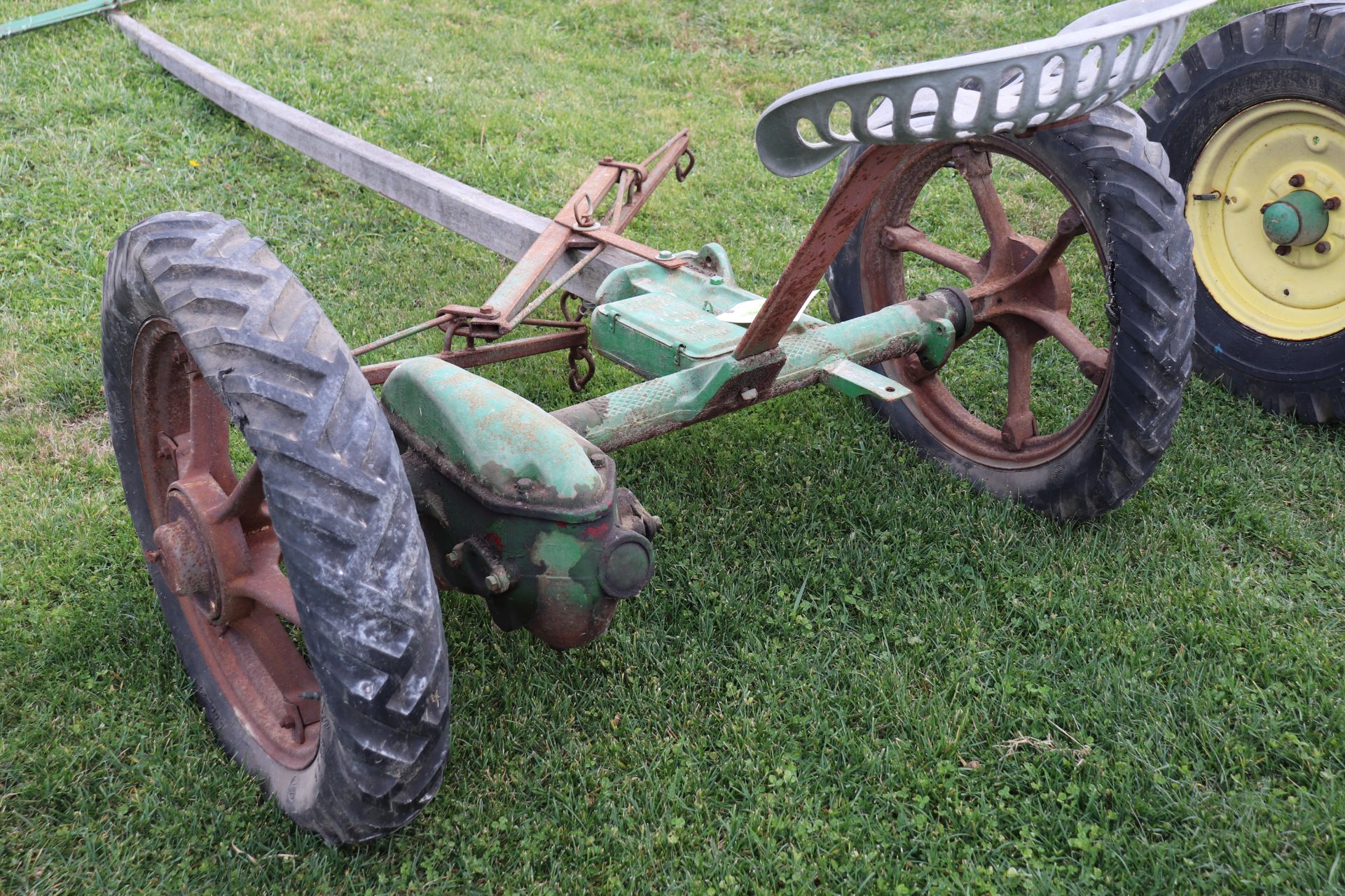 International Harvester horse drawn axle trailer gear #9 mower and seat - Image 4 of 5