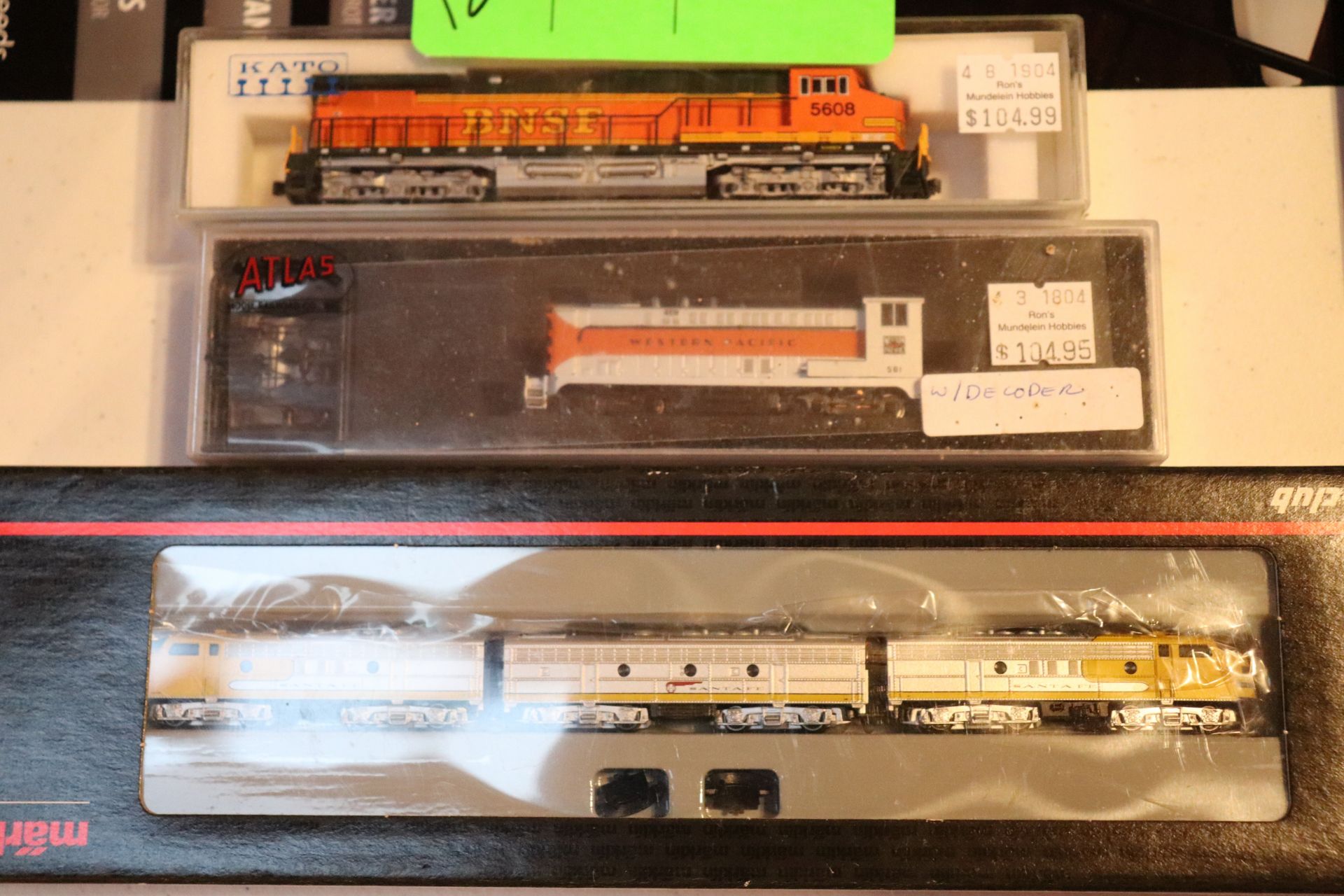 Three new train toys including a Kato Gull Wing Cab locomotive, Atlas N scale V0-1000 locomotive, an
