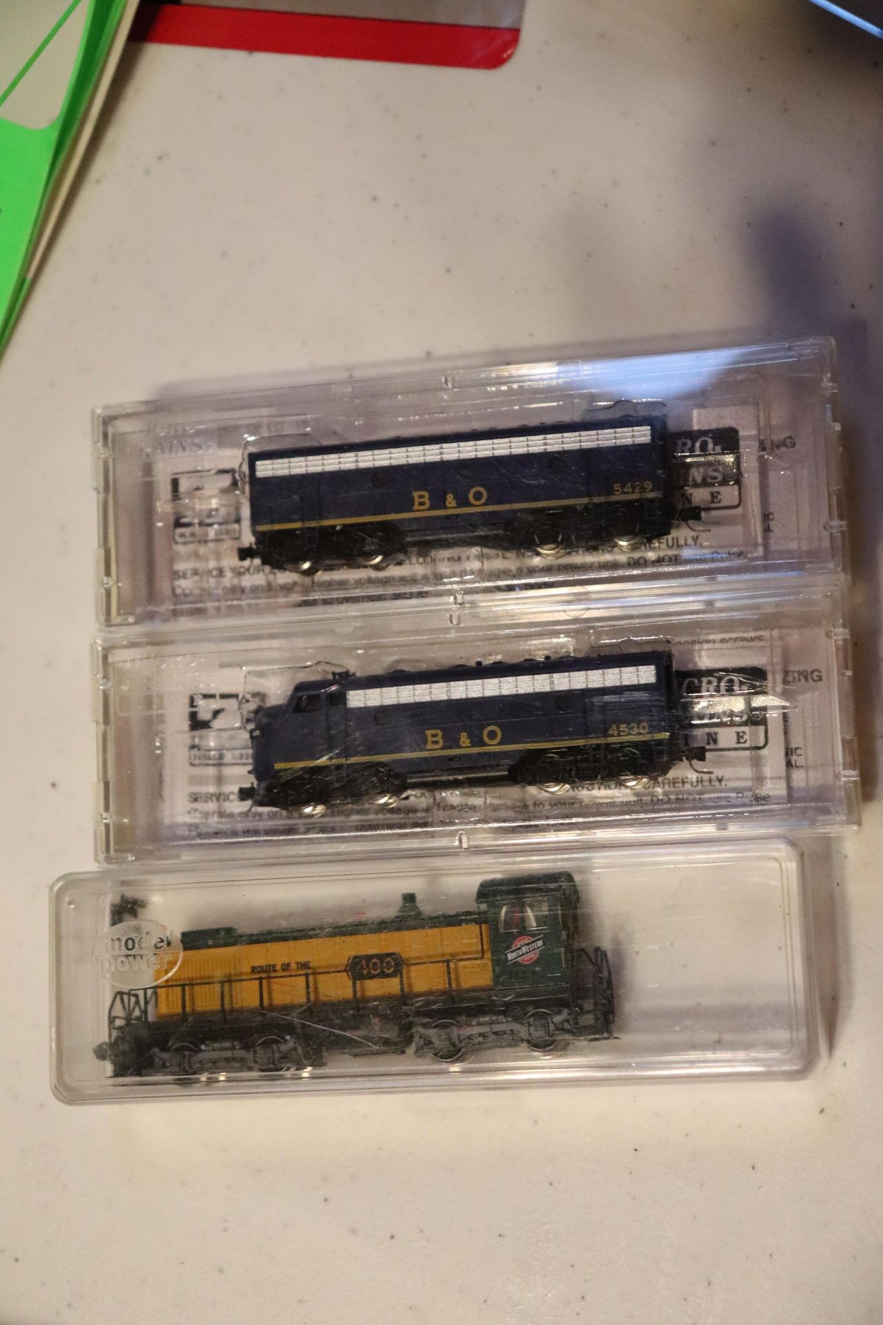Micro-Trains Baltimore and Ohio Power A Unit locomotive and Micro-Trains Baltimore and Ohio Power B
