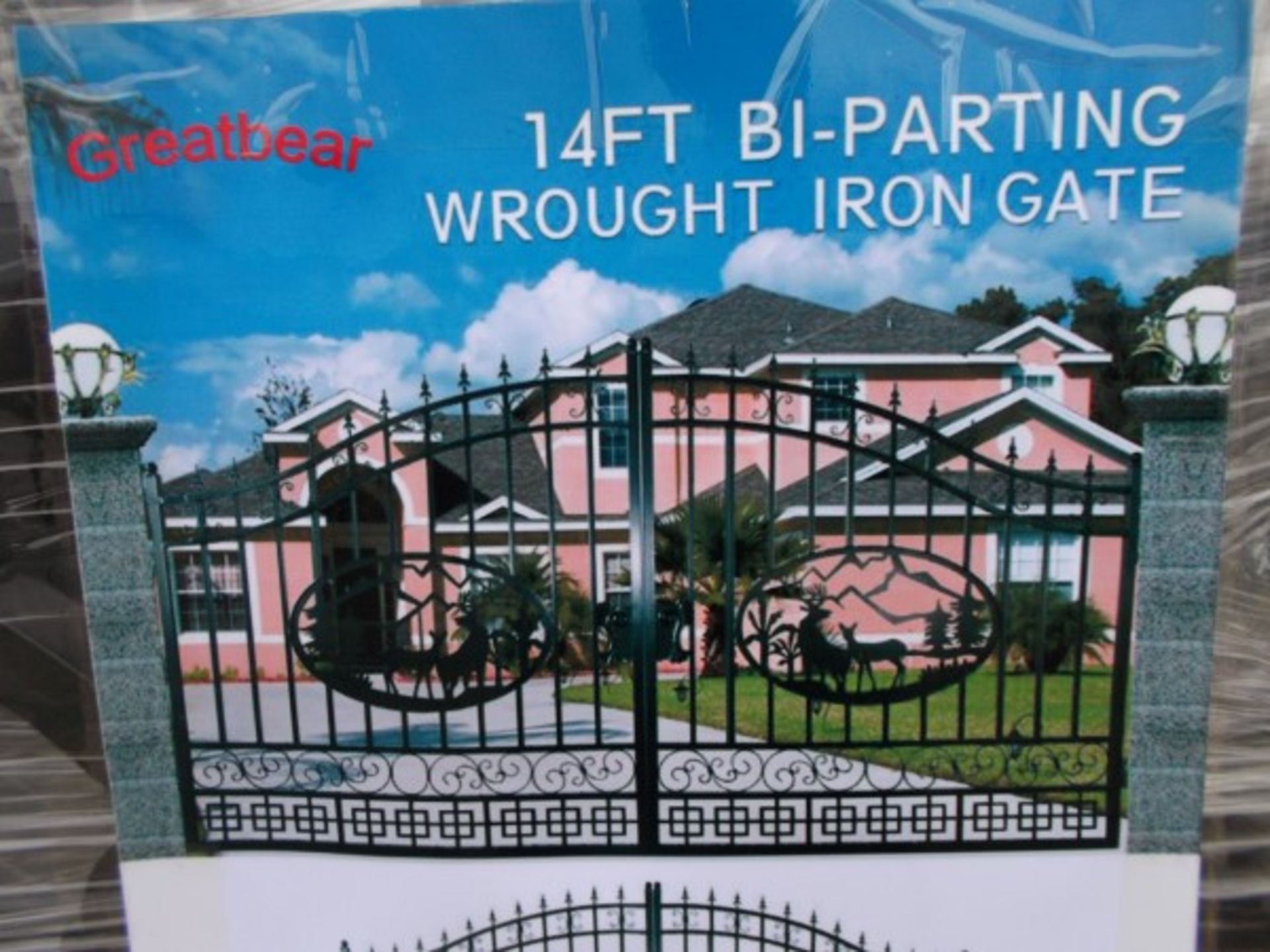 14' DRIVEWAY GATES WITH DEER DESIGN-WROUGHT IRON