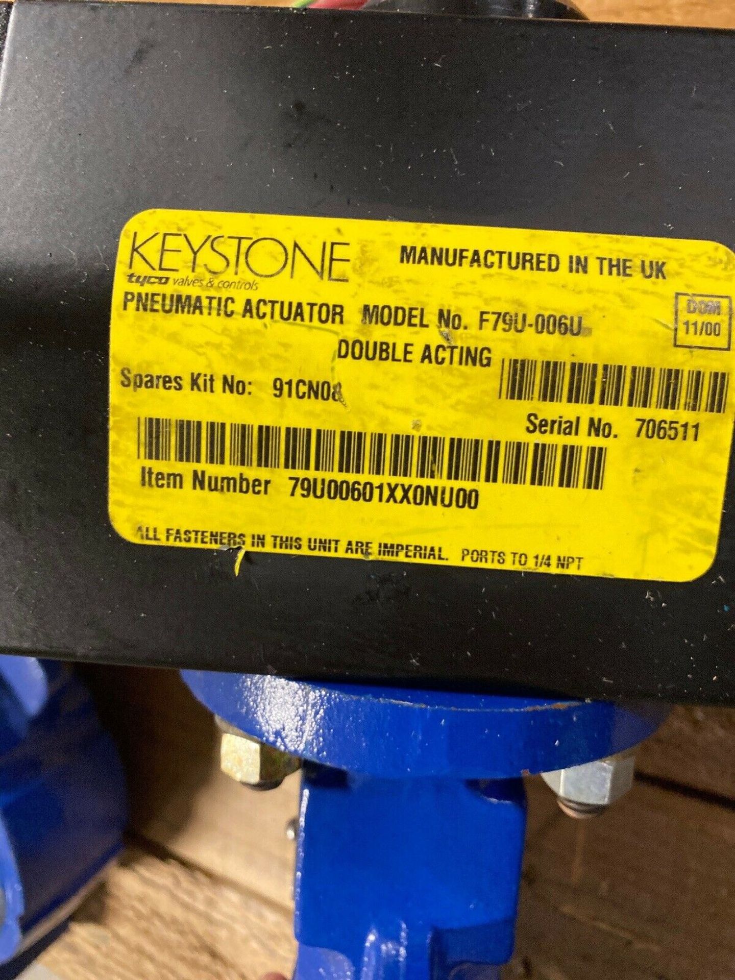 KEYSTONE F79U-006U w/ KEYSTONE FIG. 221 BUTTERFLY VALVE - Image 2 of 5