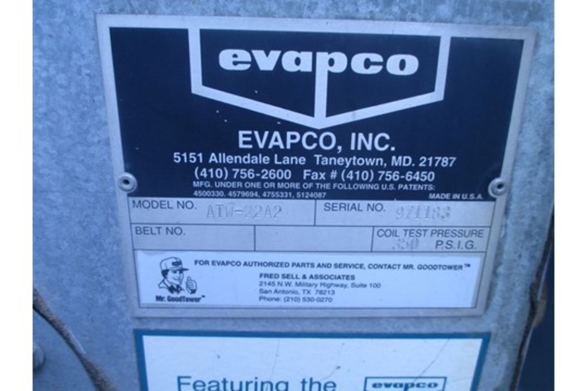 Evapco Closed Circuit Cooling TowerEvapco Closed Circuit Cooling Tower, Model ATW - 22A2Asset Number - Image 2 of 2