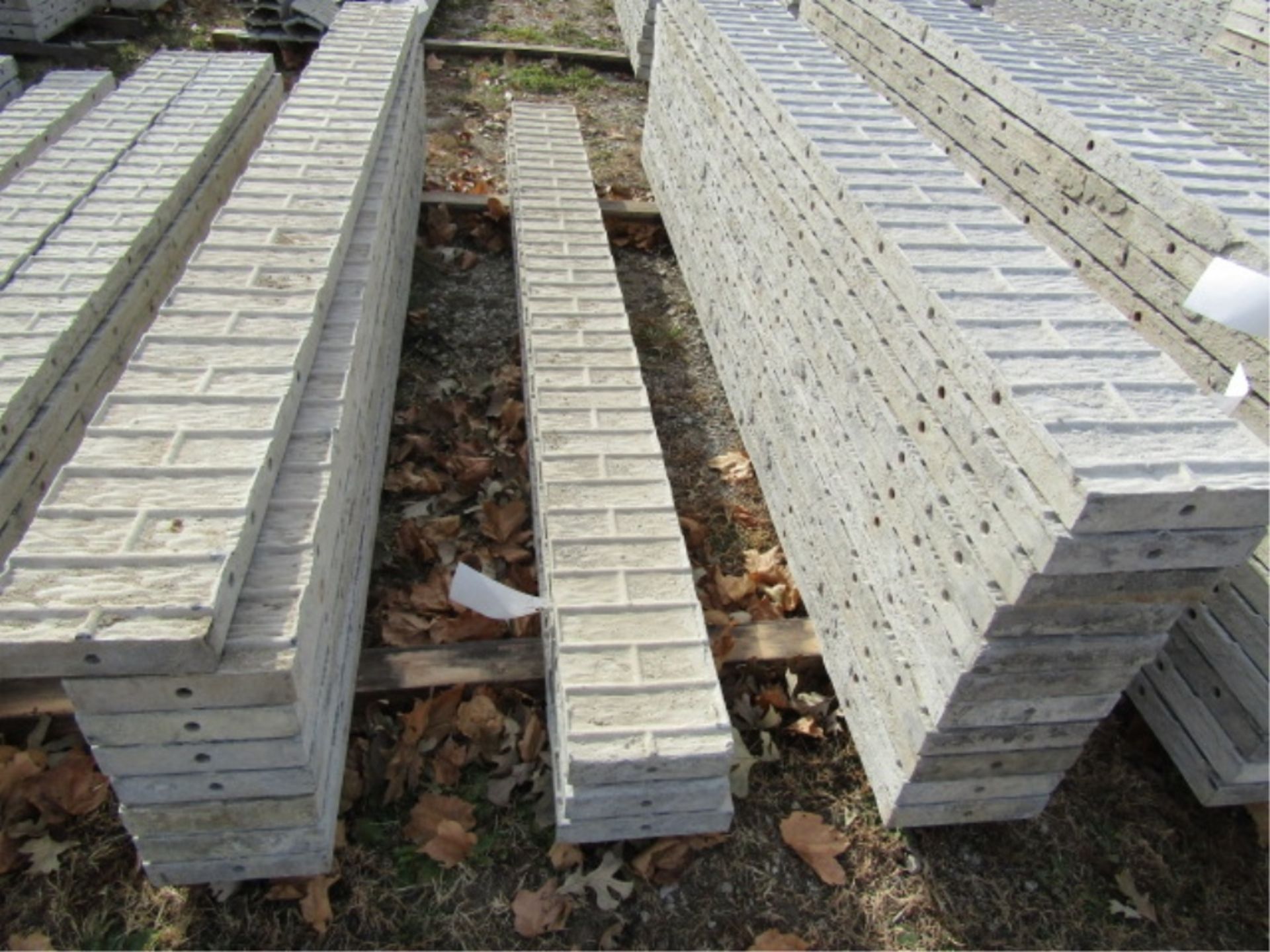 (3) 9" x 9' Precise Concrete Forms, Textured Brick 8" Hole Pattern, Located in Winterset, IA