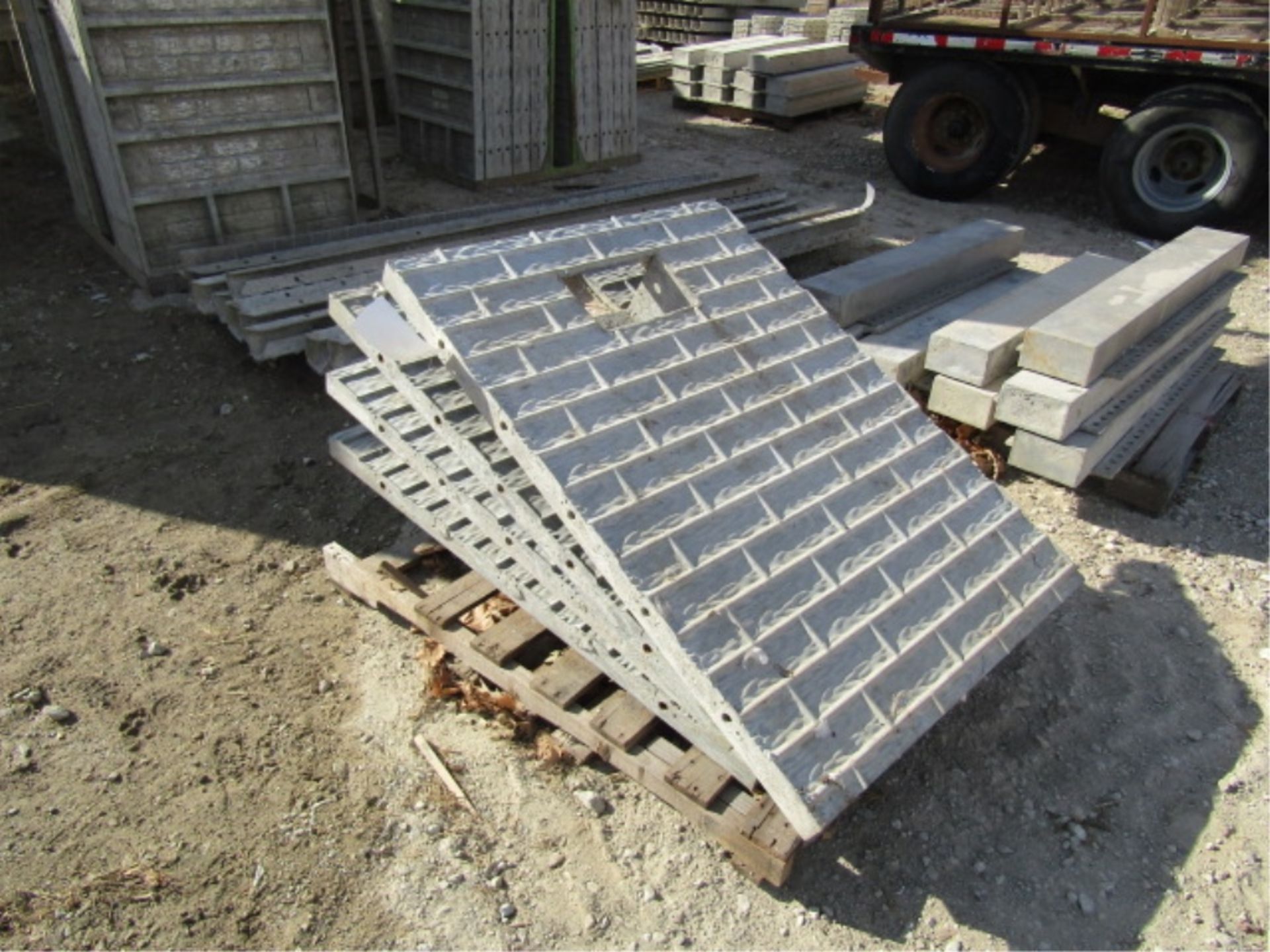 (4) 36" x 4' Knockout Precise Concrete Forms, Textured Brick 8" Hole Pattern, Located in