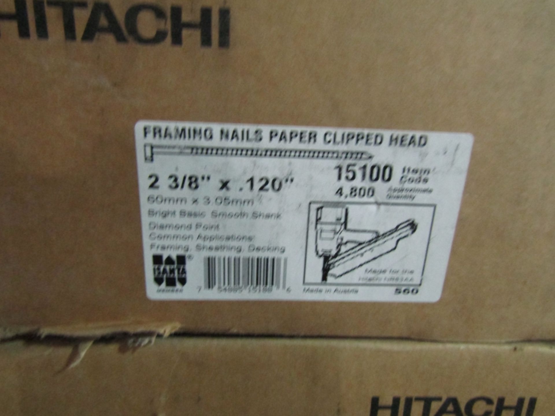 (7) New Boxes Hitachi Framing Nails, Paper Clipped Head2 3/8" x .120" Approximate 4800 Quantity - Image 2 of 3
