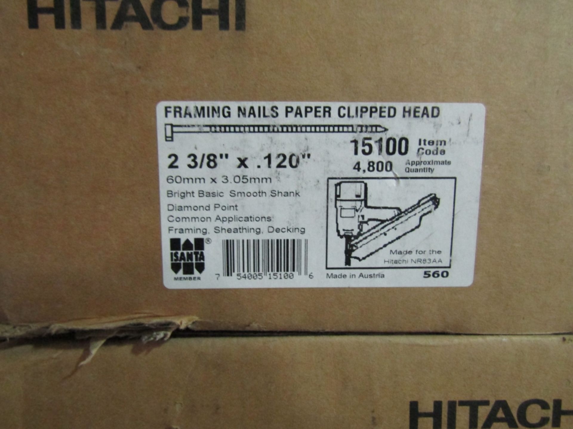 (7) New Boxes Hitachi Framing Nails, Paper Clipped Head2 3/8" x .120" Approximate 4800 Quantity - Image 3 of 3