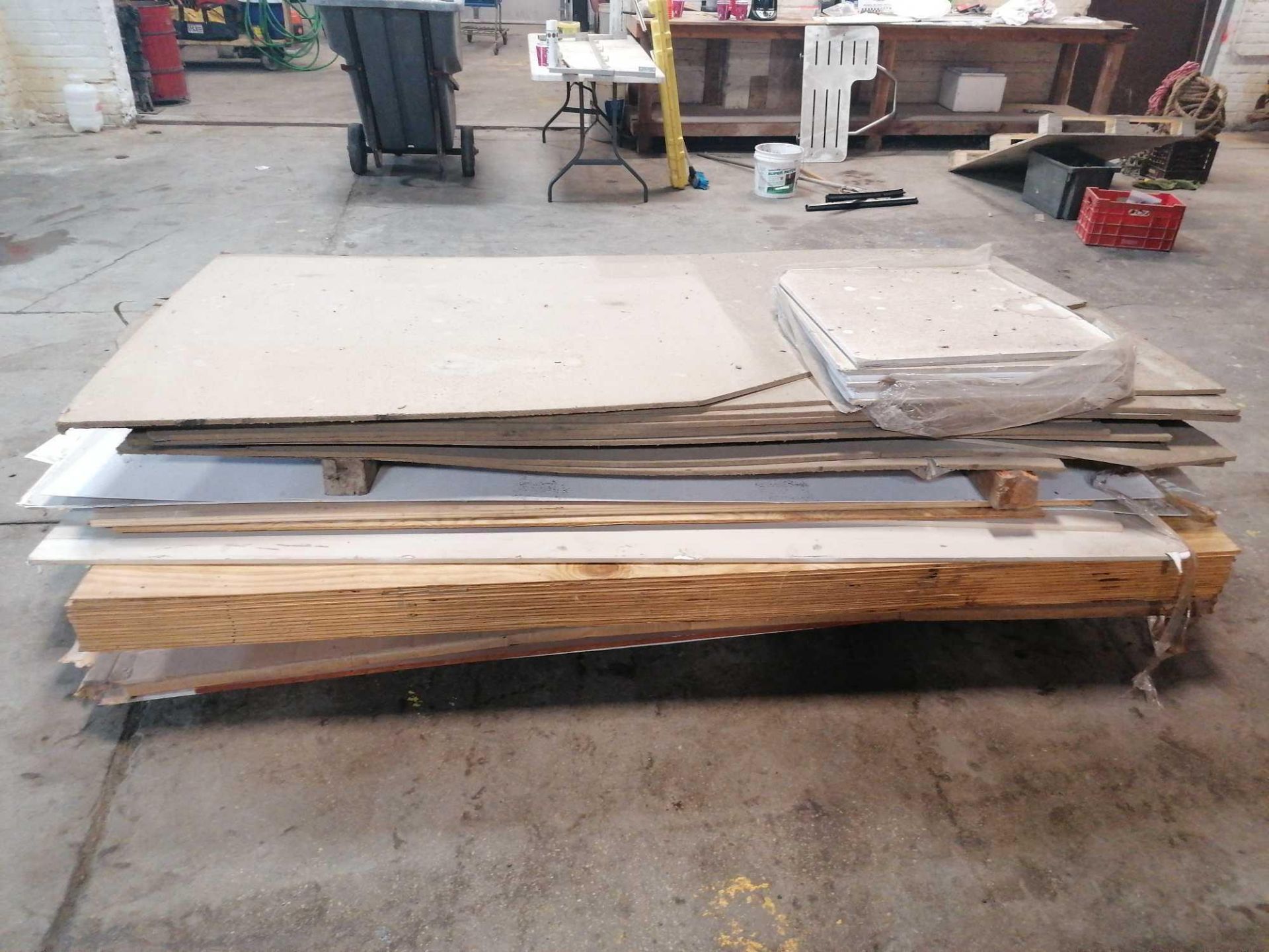 Pallet of Wood & Drywall Sheets