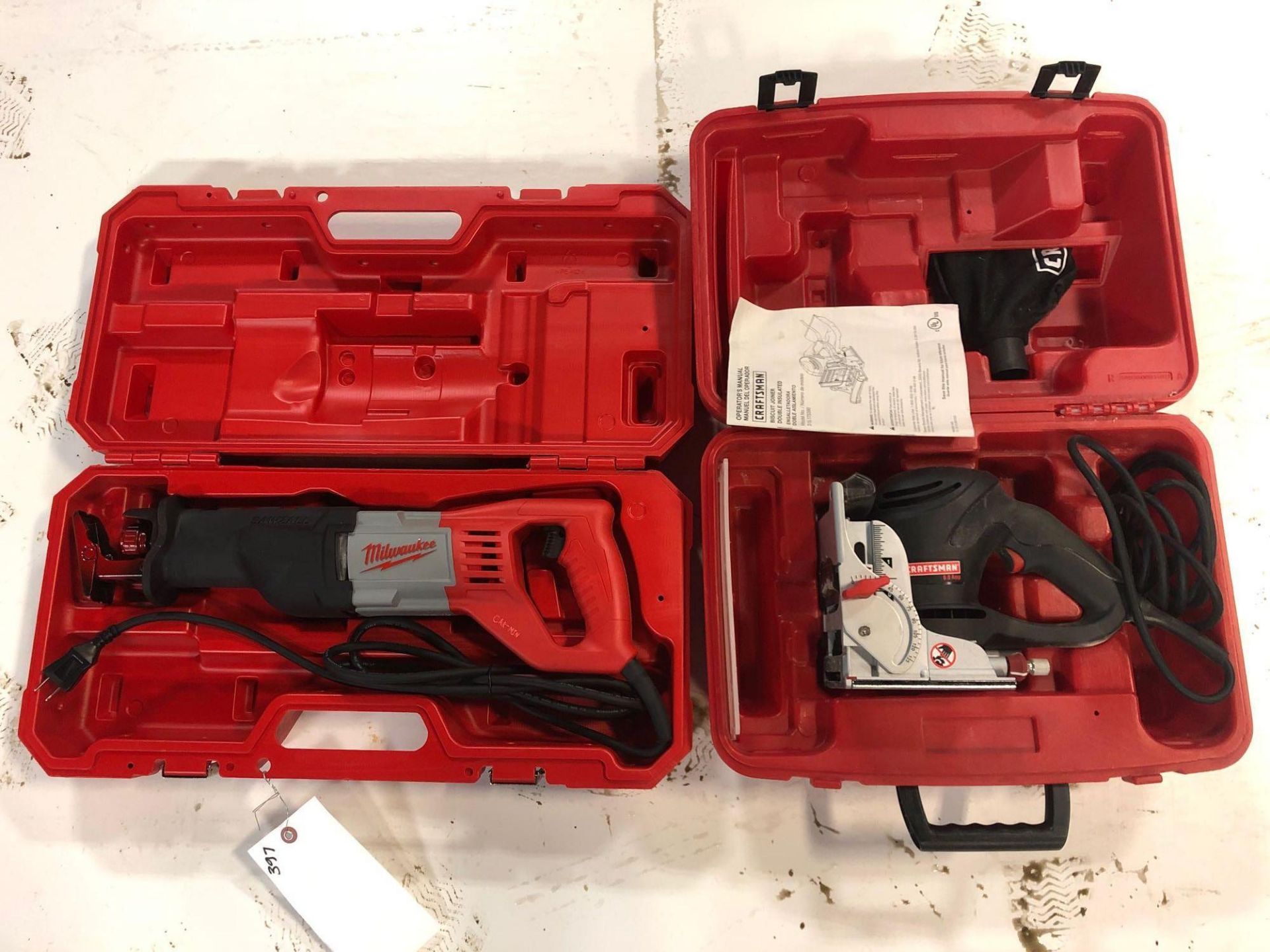 (1) NEW Milwaukee SawZall, (1) Craftsman Biscuit Joiner, & (1) Tyrex D550 Collated Screw Gun