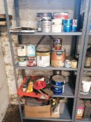 Shelving Unit of Miscellaneous Paints & Cleaners