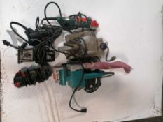 (1) Router, (2) RotoZip Drywall Routers, (1) Angle Grinder & (2) Belt Sanders