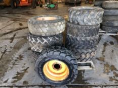 Pallet of Used Skid Steer Tires & 8 Bolt Rims