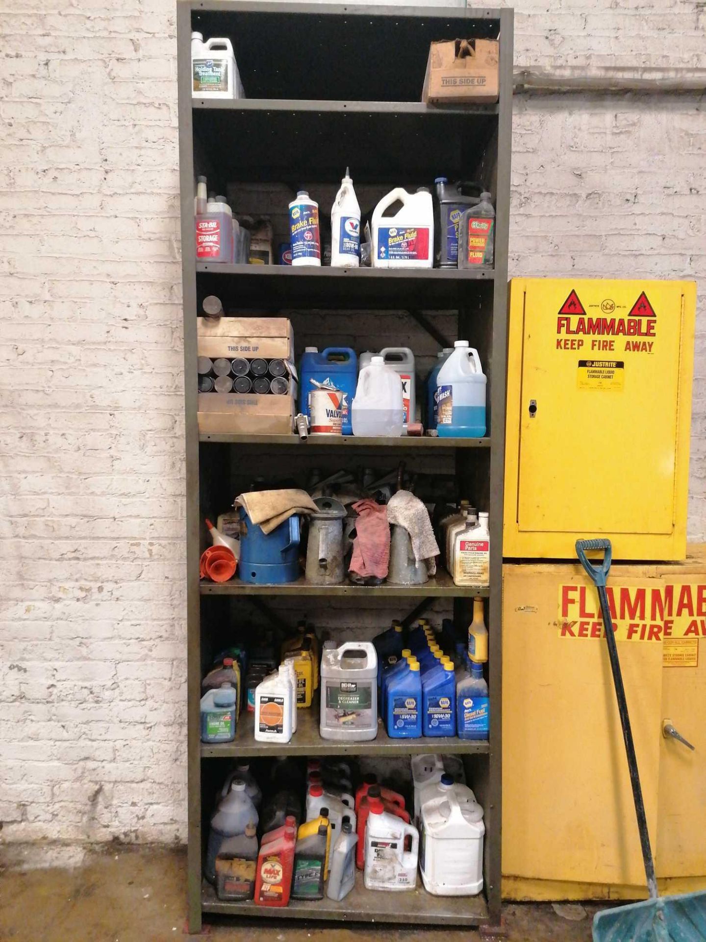 Shelving Unit of Miscellaneous Oils & Coolants