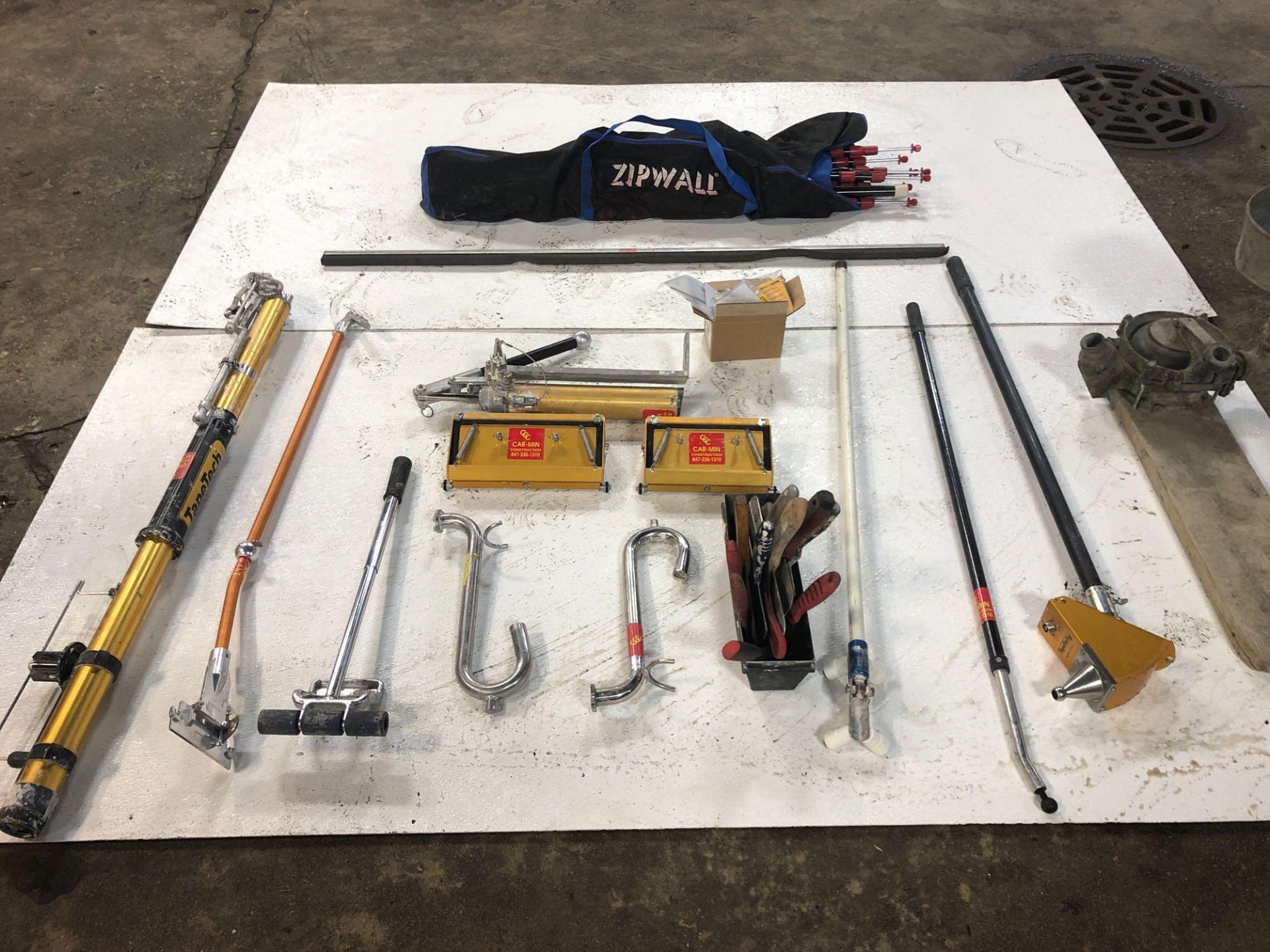 Tape Tech System Taping Tools, Zip Wall System Dust Enclosure & Grout Pump