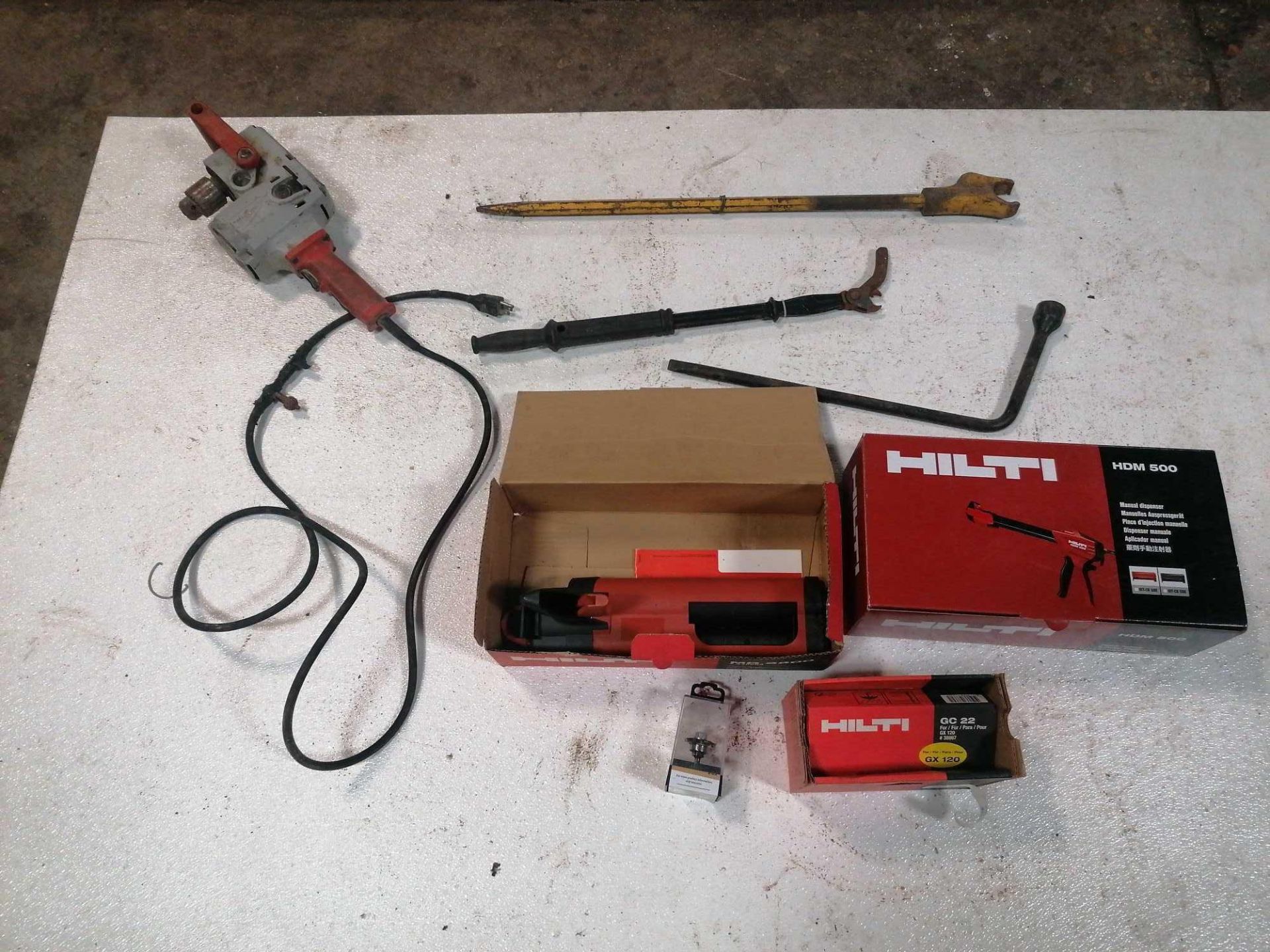 (2) Hilti Dispensers & (1) Milwaukee Angle Drill