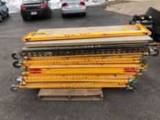 (4) Rolling Scaffolding w/ Decking, (22) Wheels, (2 Sets) Outriggers & (2 Sets) Guardrails