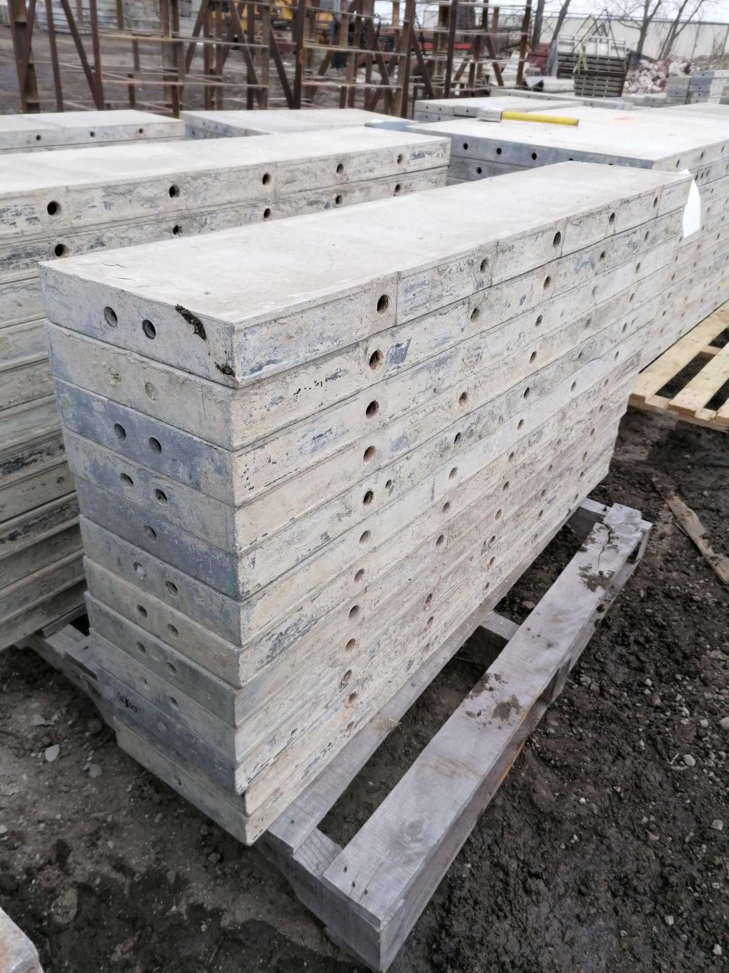 (12) 10" x 4' Wall-Ties / Durand Aluminum Concrete Forms, Smooth 8" Hole Pattern, Located in